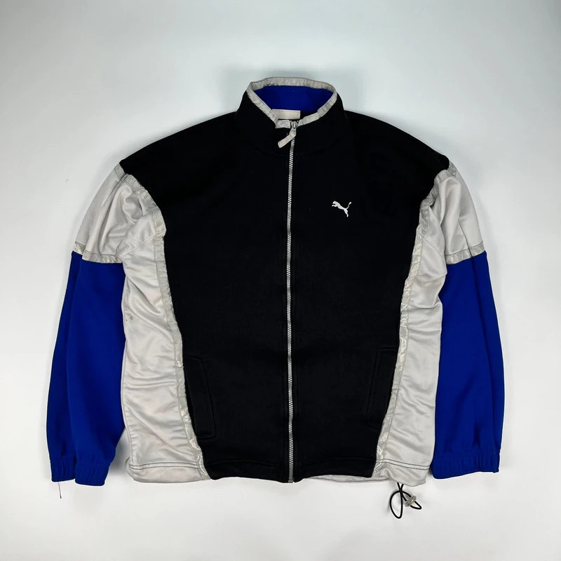 Vintage Puma Track Jacket Mens Small Black Retro Y2K Windbreaker