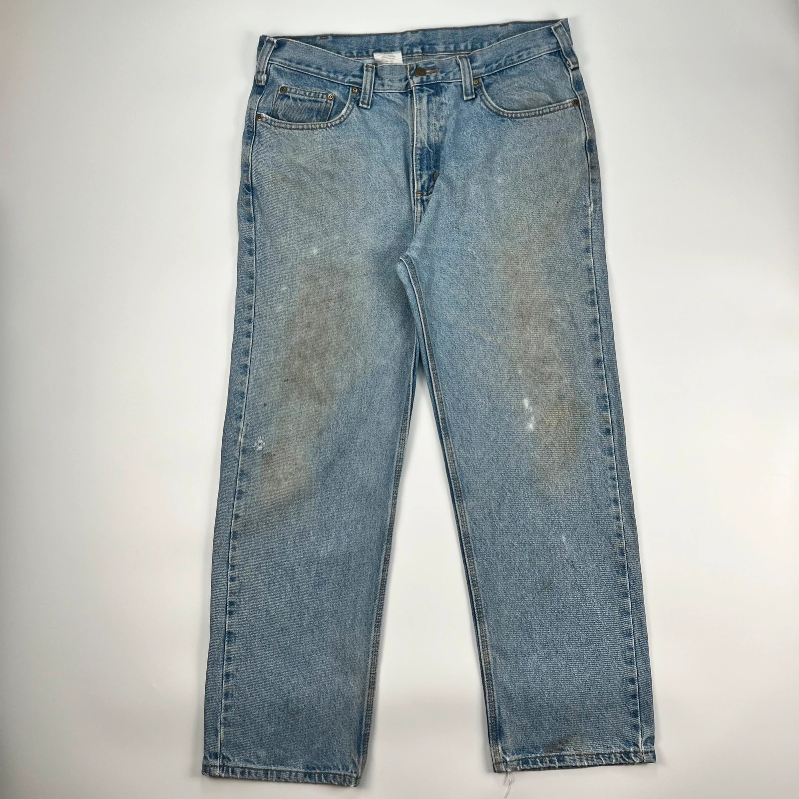 Carhartt Jeans Men’s W36 L30 Wash Blue Baggy Straight Relaxed Workwear Trousers