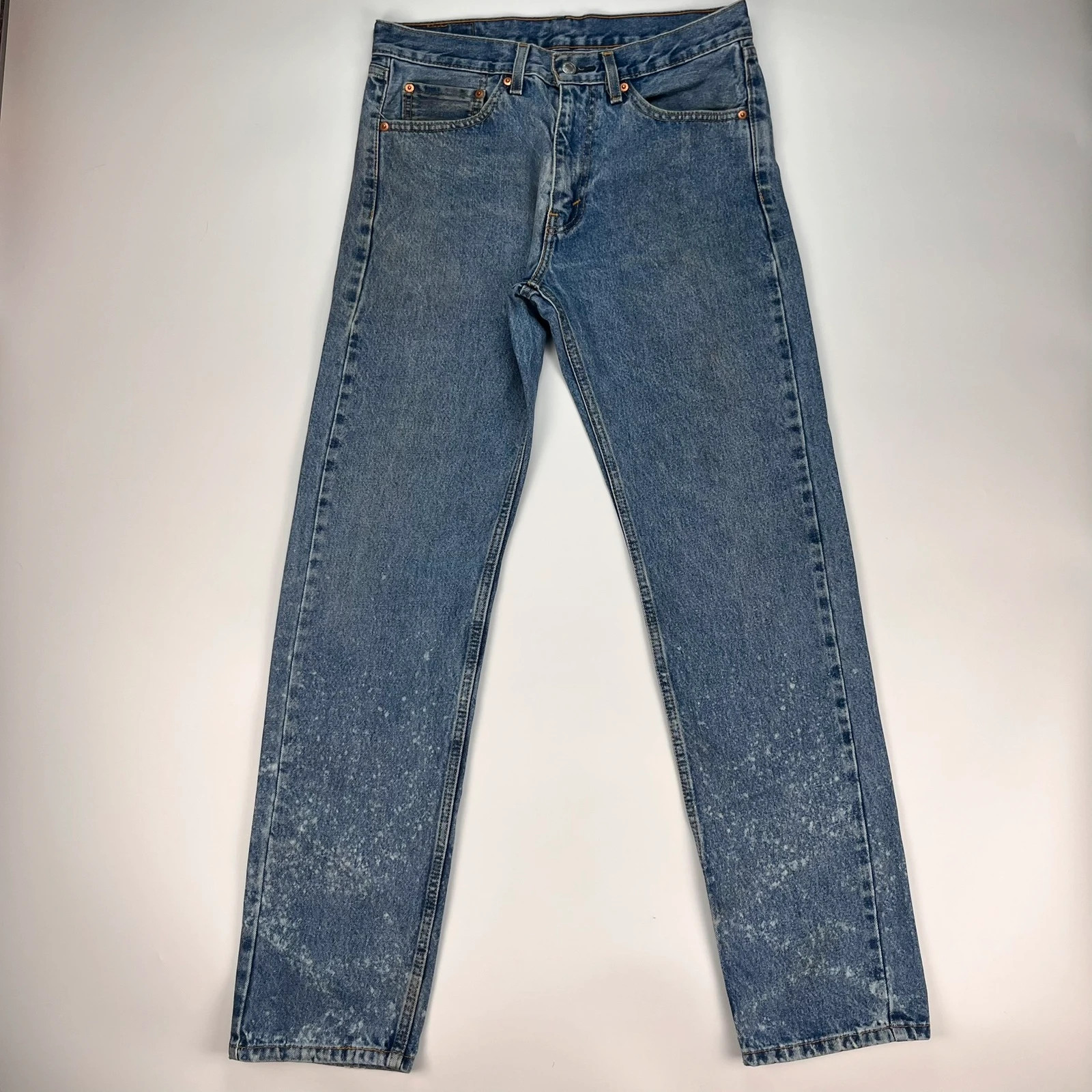 Levis 505 Jeans Mens W32 L34 Blue Regular Fit Denim Trousers Premium 100% Cotton