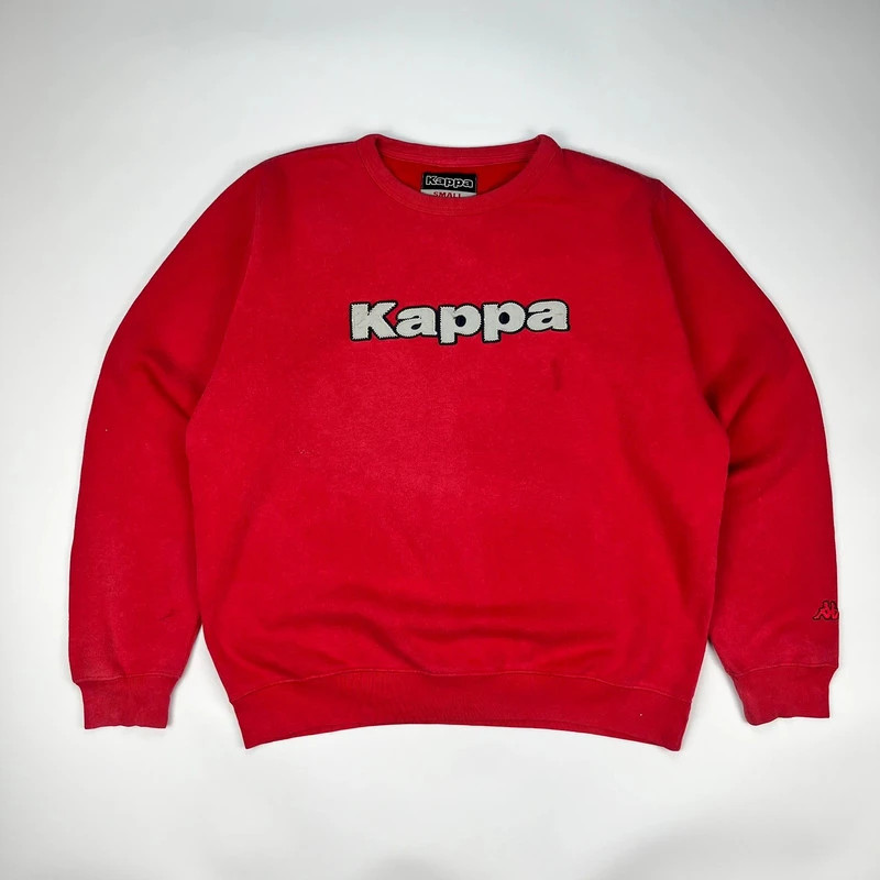 Kappa Sweatshirt Jumper Mens Small Red Retro Vintage Y2K Embroidered Pullover