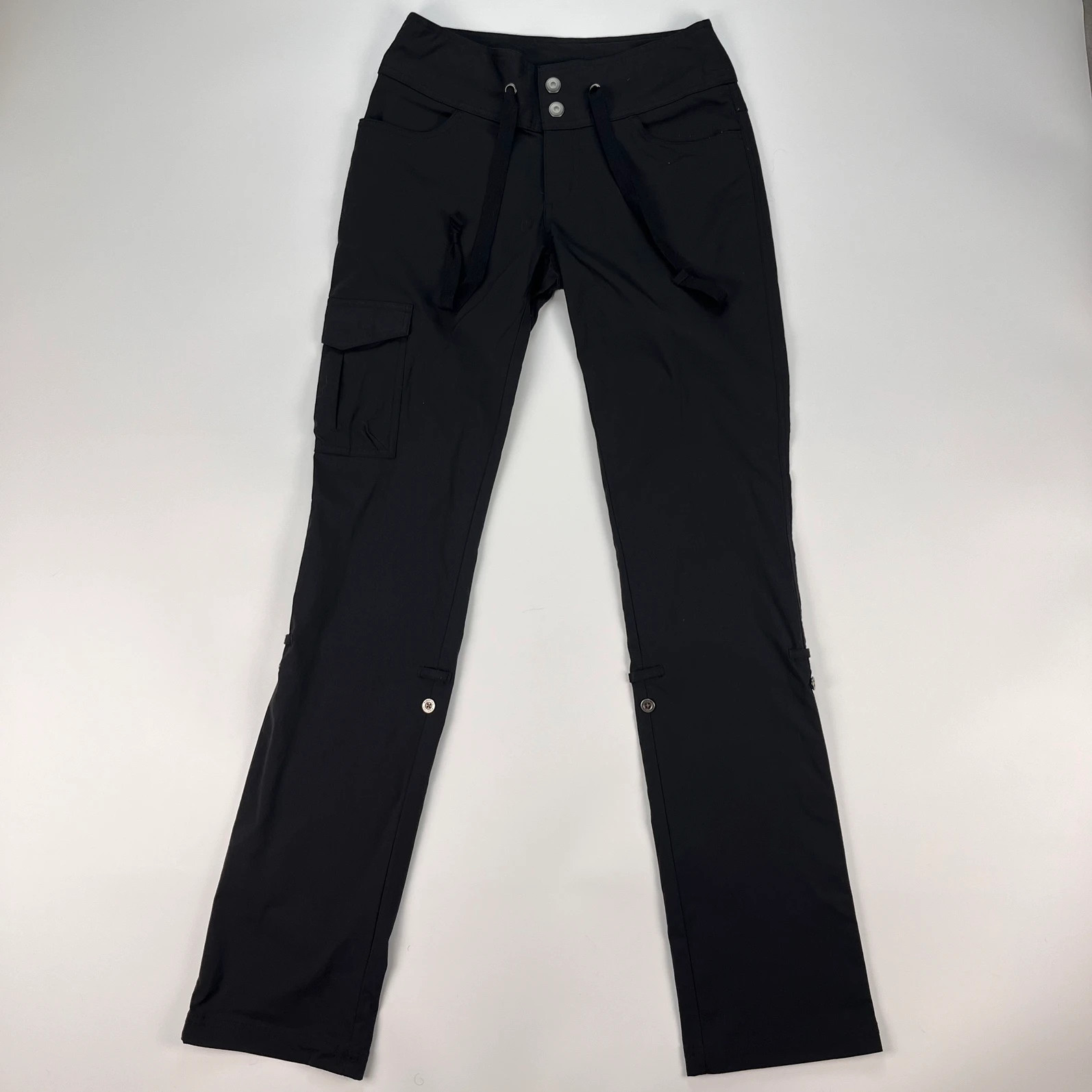 Columbia Trousers Womens 8 Long Black Cargo Convertible 3/4 Length Low Rise