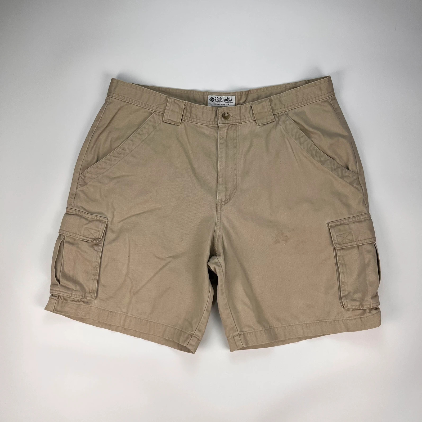 Columbia Shorts Men’s W36 Beige Utility Canvas Cargo Outdoor Walking Fishing