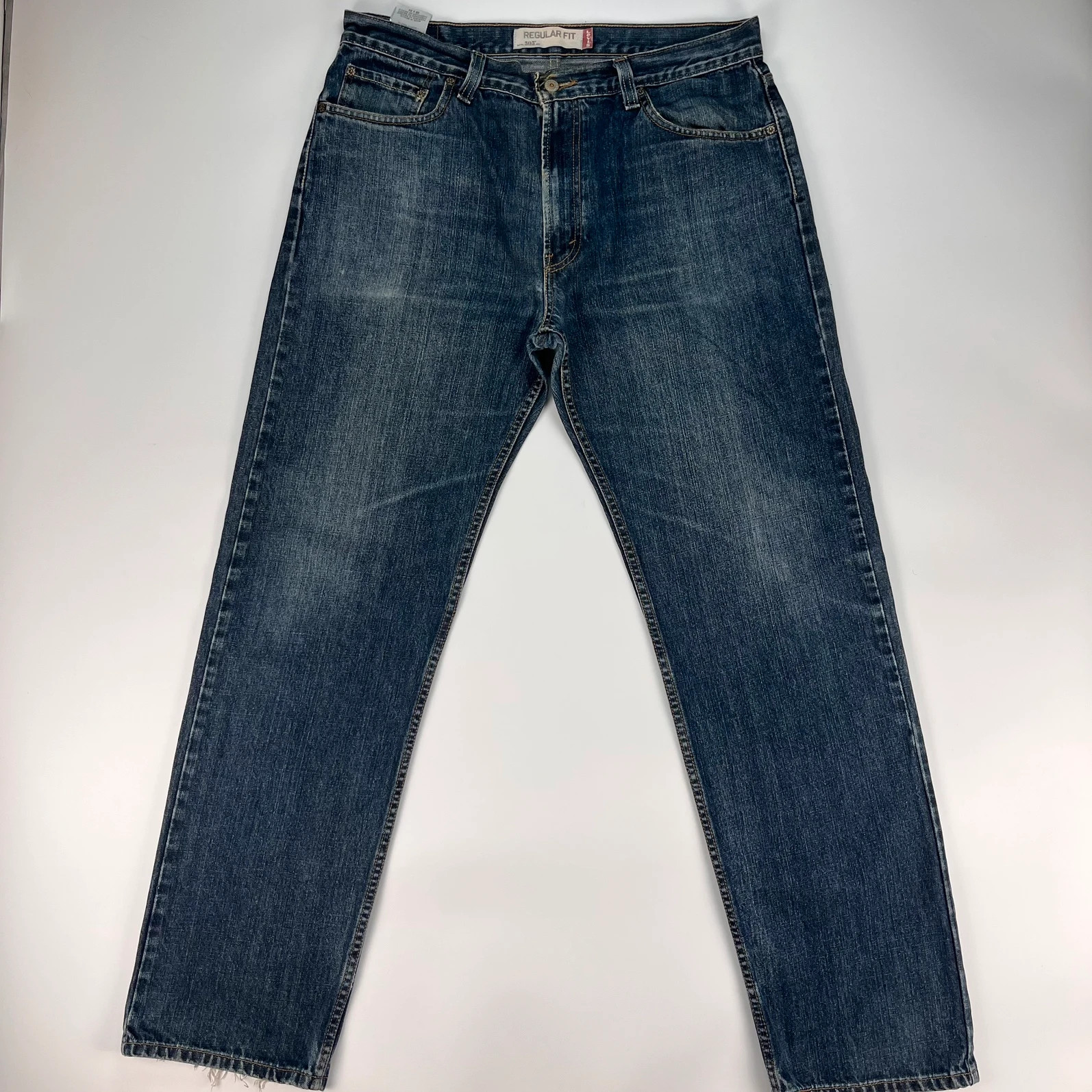 Levis 505 Jeans Mens W36 L34 Blue Regular Fit Denim Trousers Premium 100% Cotton