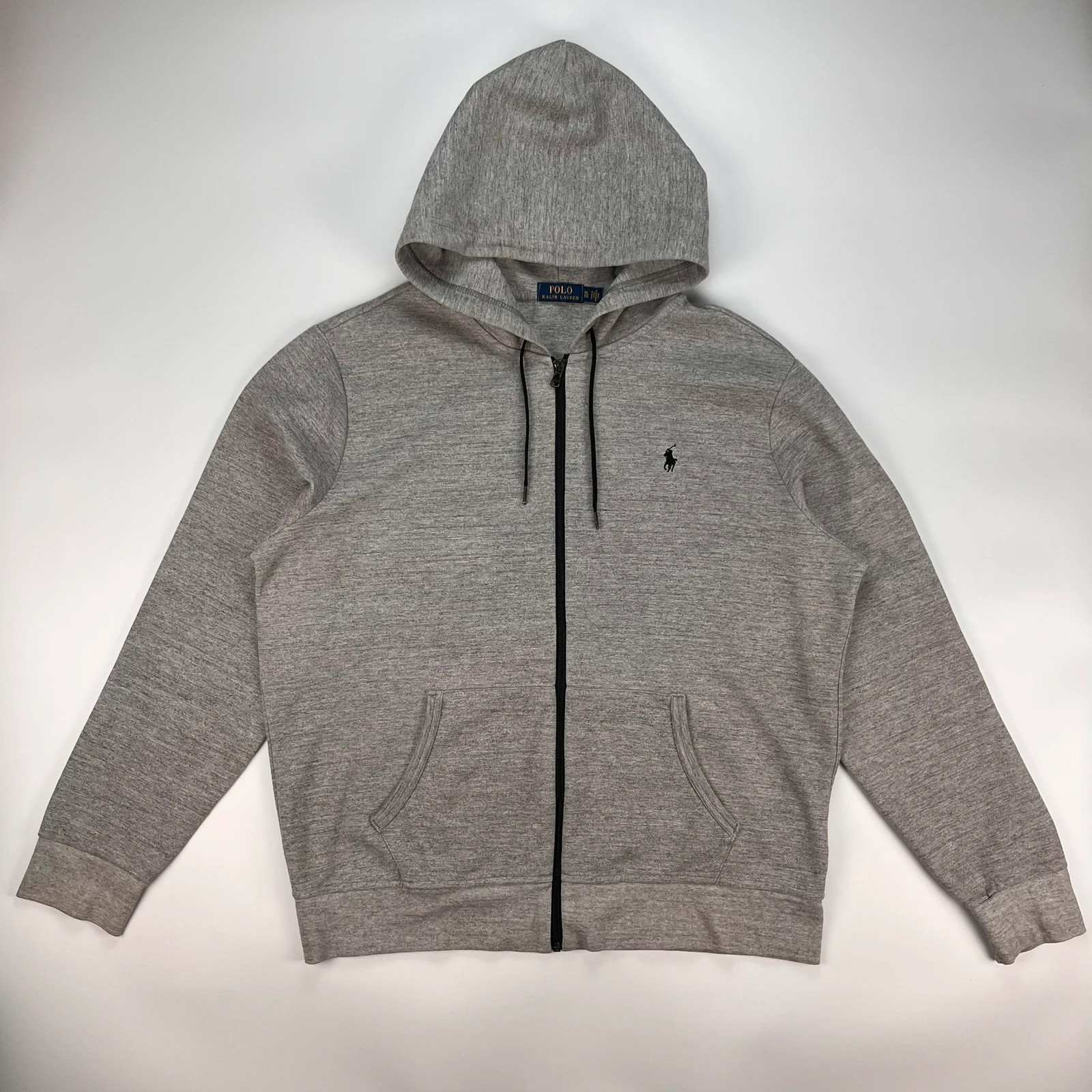 Ralph Lauren Hoodie Men’s XL Grey Full Zip Jacket Black Pony