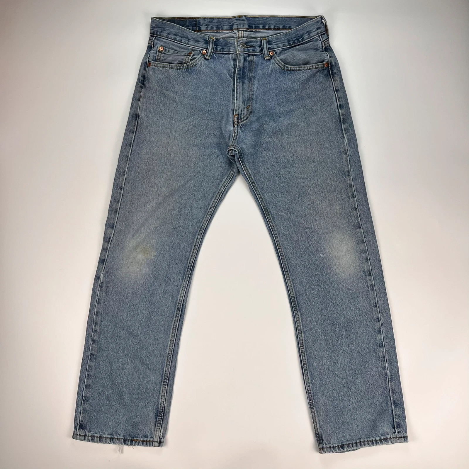 Levis 505 Jeans Mens W33 L30 Blue Regular Fit Denim Trousers Premium 100% Cotton
