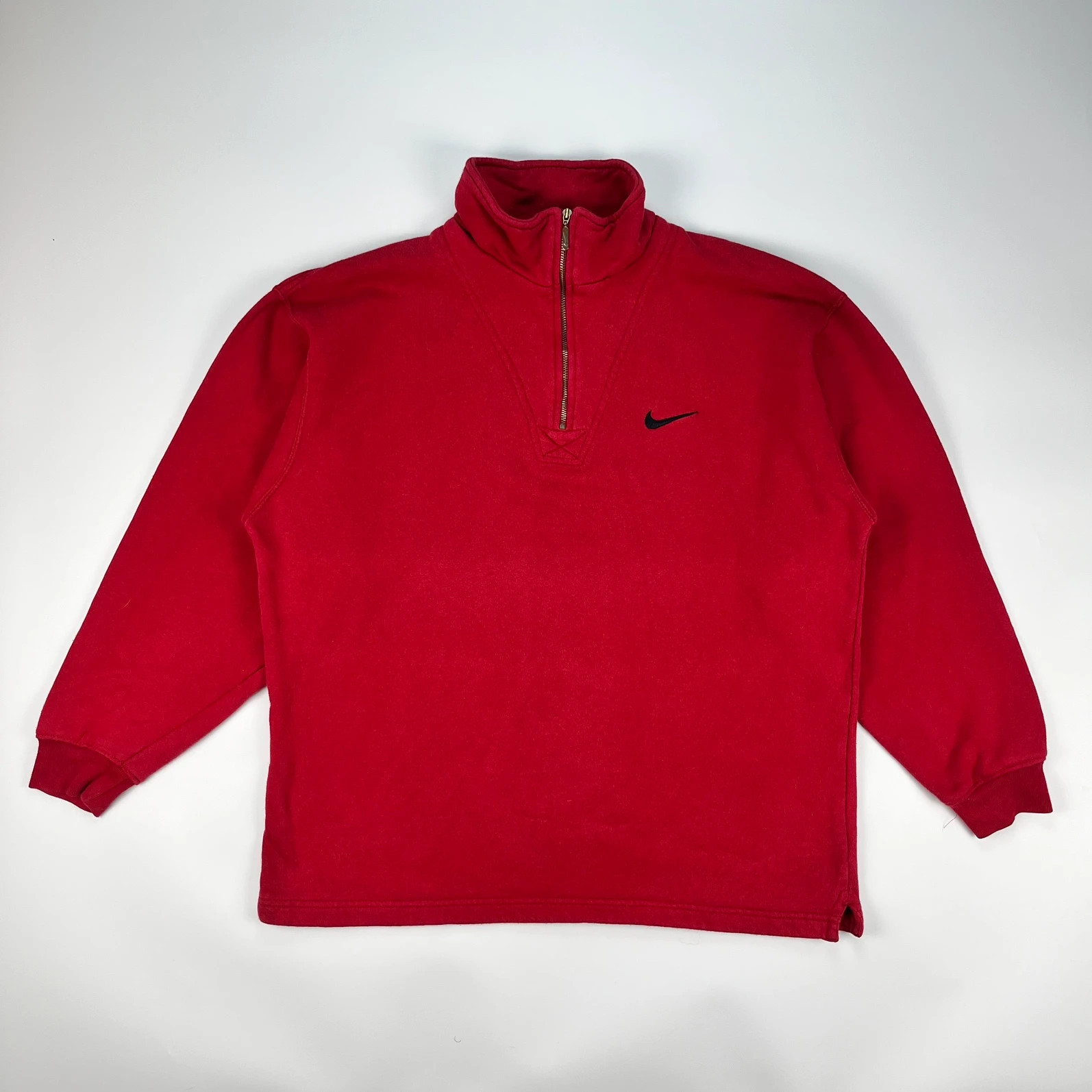 Nike Sweatshirt Jumper Mens Small Red 1/4 Retro y2K