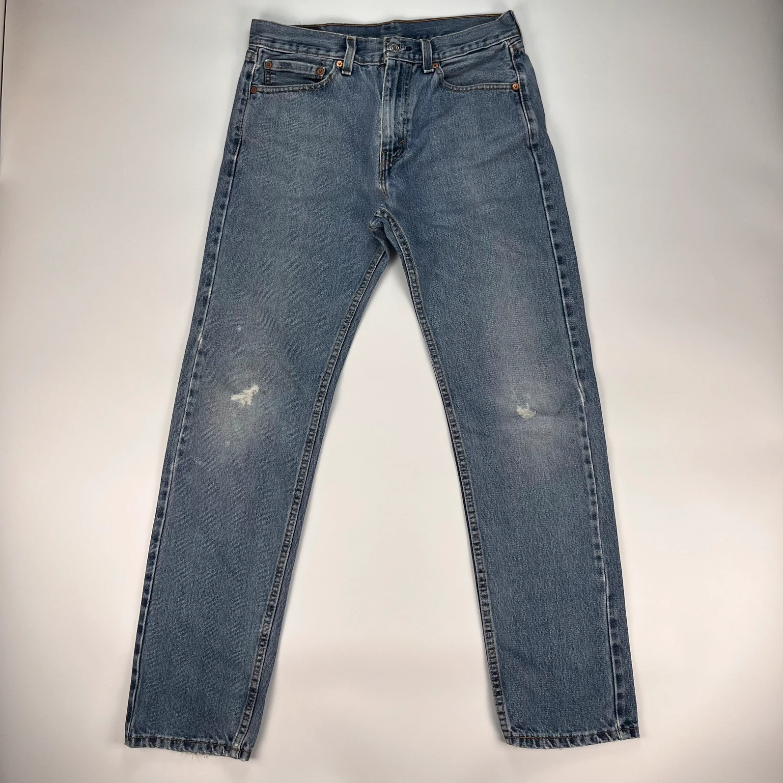 Levis 505 Jeans Mens W32 L34 Blue Regular Fit Denim Trousers Premium 100% Cotton
