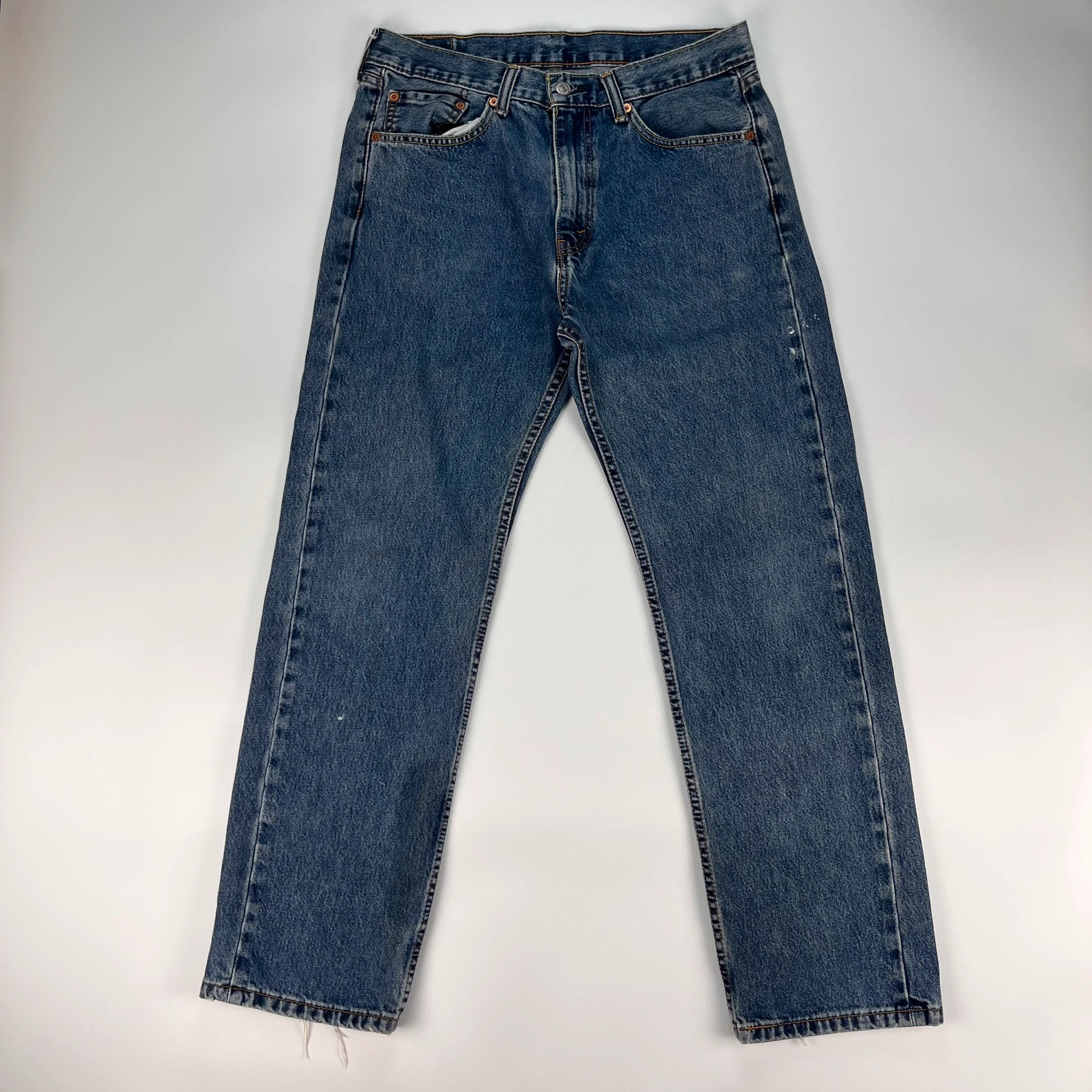 Levis 505 Jeans Mens W33 L30 Blue Regular Fit Denim Trousers Premium 100% Cotton