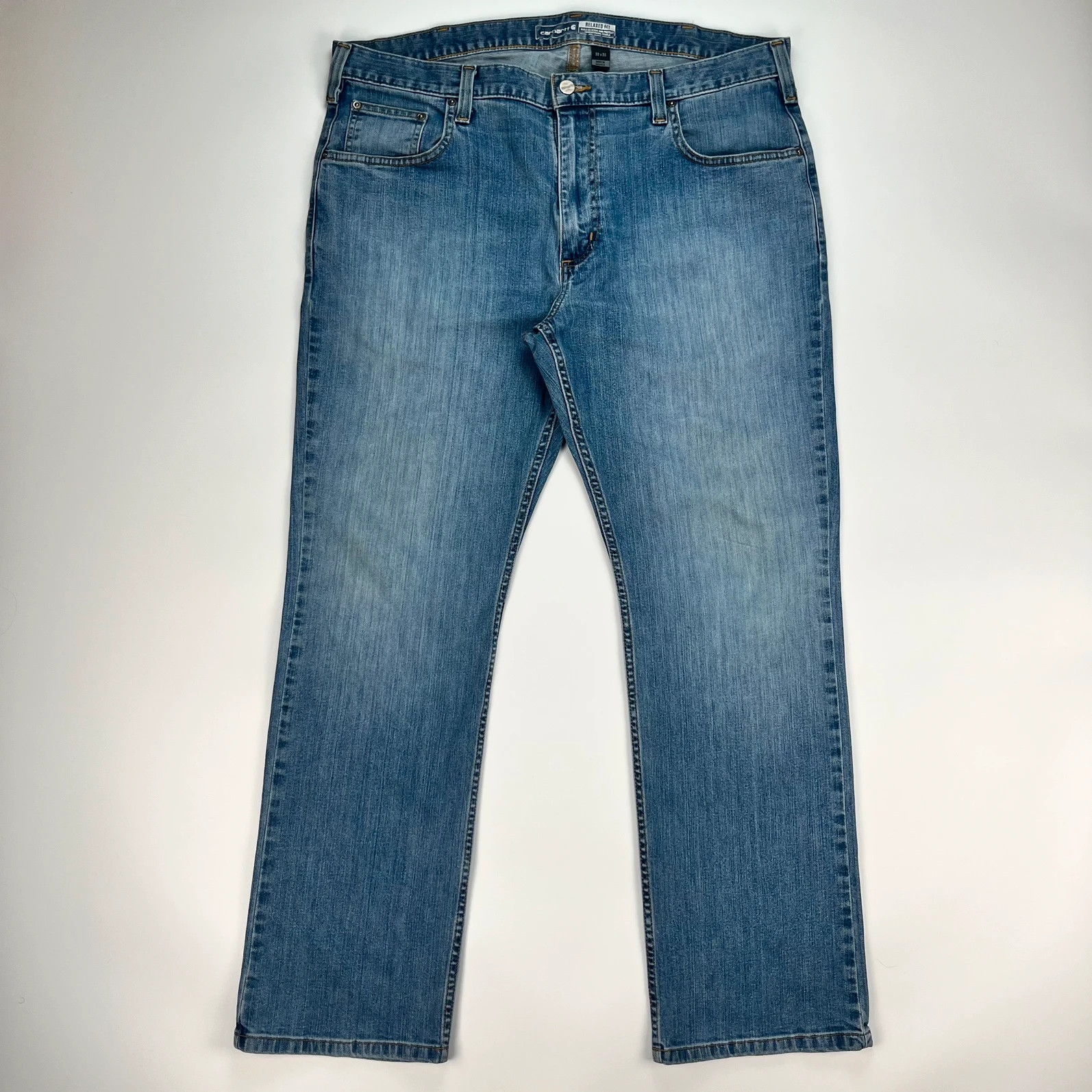 Carhartt Jeans Men’s W38 L30 Blue Baggy Straight Relaxed Workwear Trousers