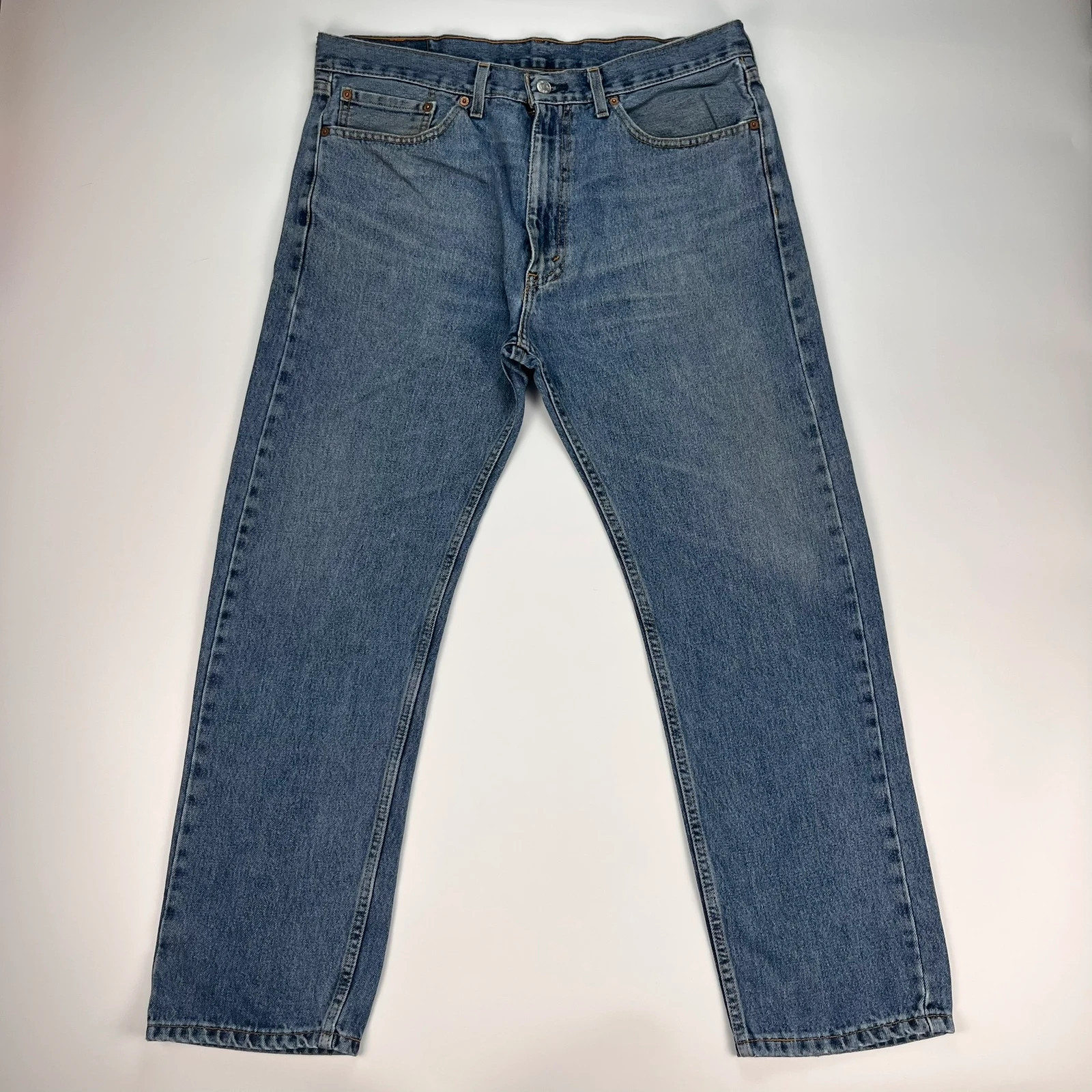 Levis 505 Jeans Mens W36 L30 Blue Regular Fit Denim Trousers Premium 100% Cotton
