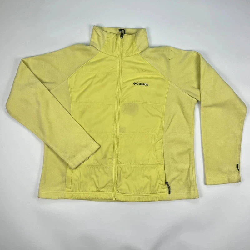 Columbia Full Zip Fleece Womens XXL Neon Yellow Thermal Jacket