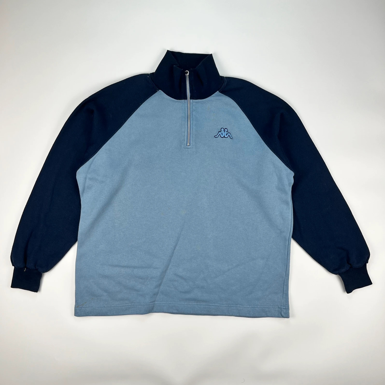 Kappa Sweatshirt Jumper Men’s Medium 1/4 Zip Blue Vintage Two Tone Pullover