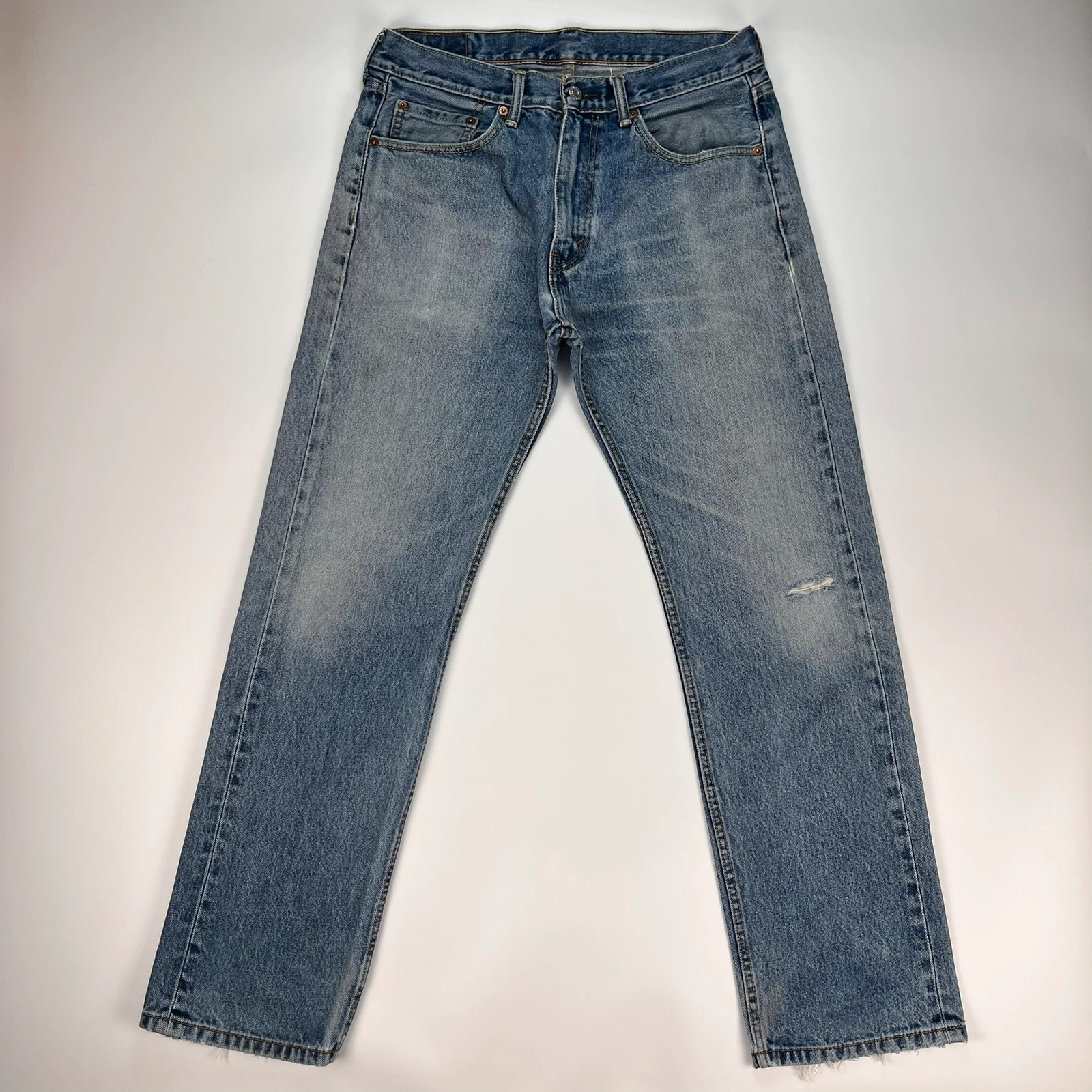 Levis 505 Jeans Mens W33 L32 Blue Regular Fit Denim Trousers Premium 100% Cotton