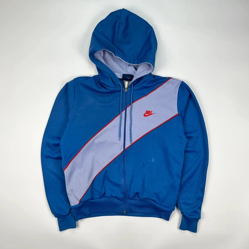 Vintage Nike Hoodie Womens Large Blue Retro Y2K Full Zip Jacket
