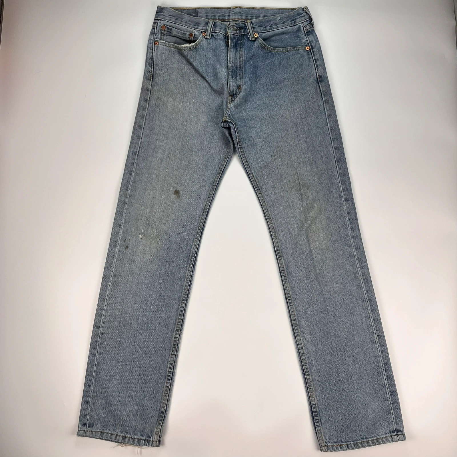 Levis 505 Jeans Mens W32 L34 Blue Regular Fit Denim Trousers Premium 100% Cotton