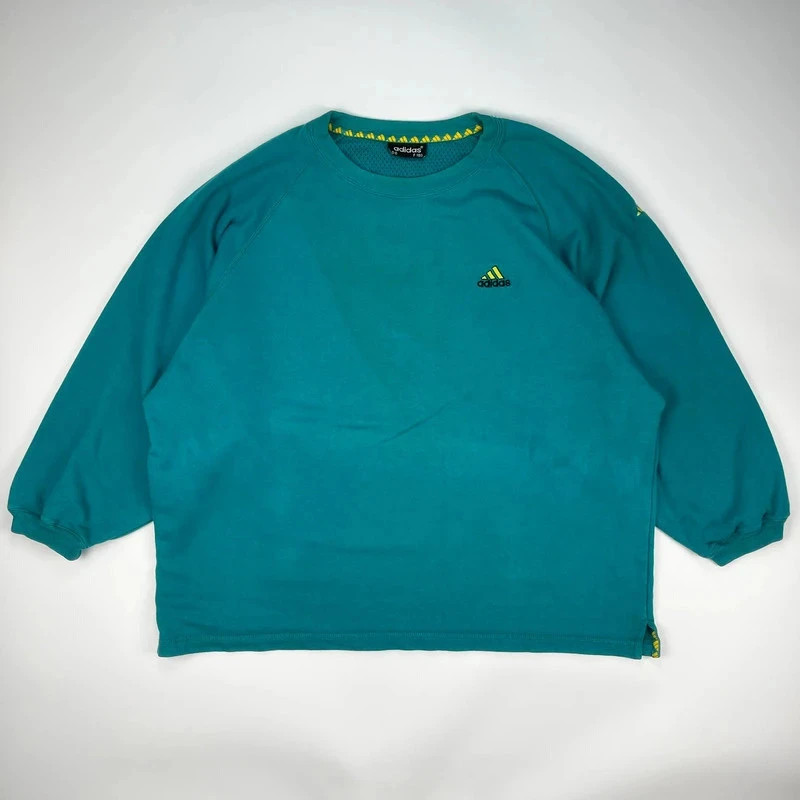 Adidas Sweatshirt Jumper Mens Large Green Vintage 90s Baggy Pullover