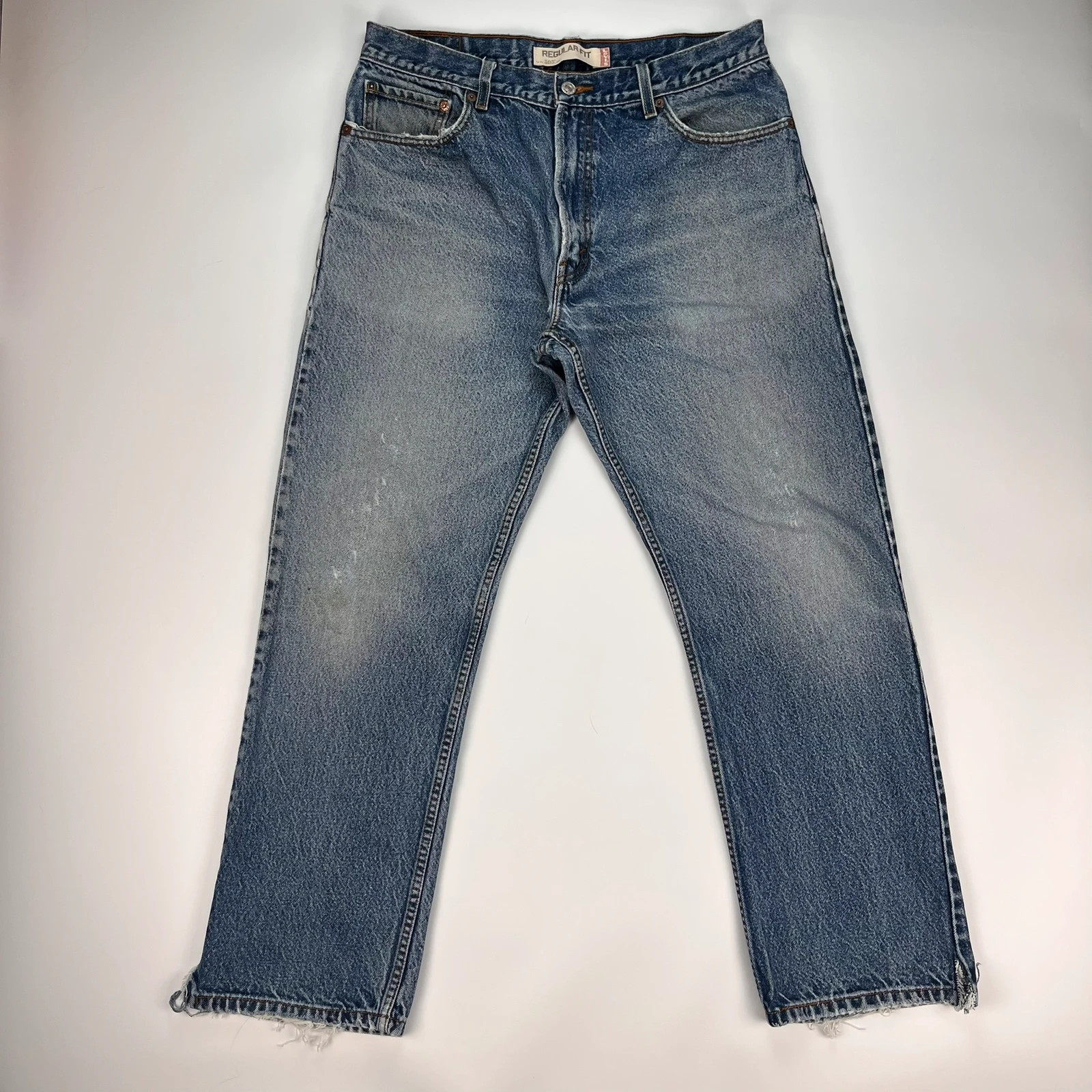 Levis 505 Jeans Mens W36 L32 Blue Regular Fit Denim Trousers Premium 100% Cotton