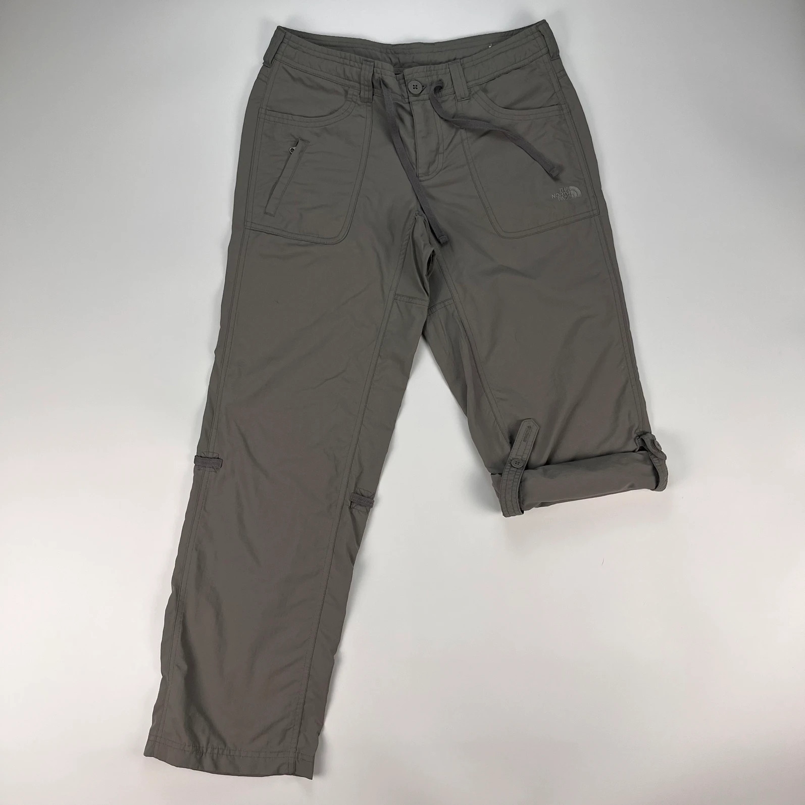 The Northface Trousers Womens 8 Grey Cargo Convertible 3/4 Length Walking Hiking