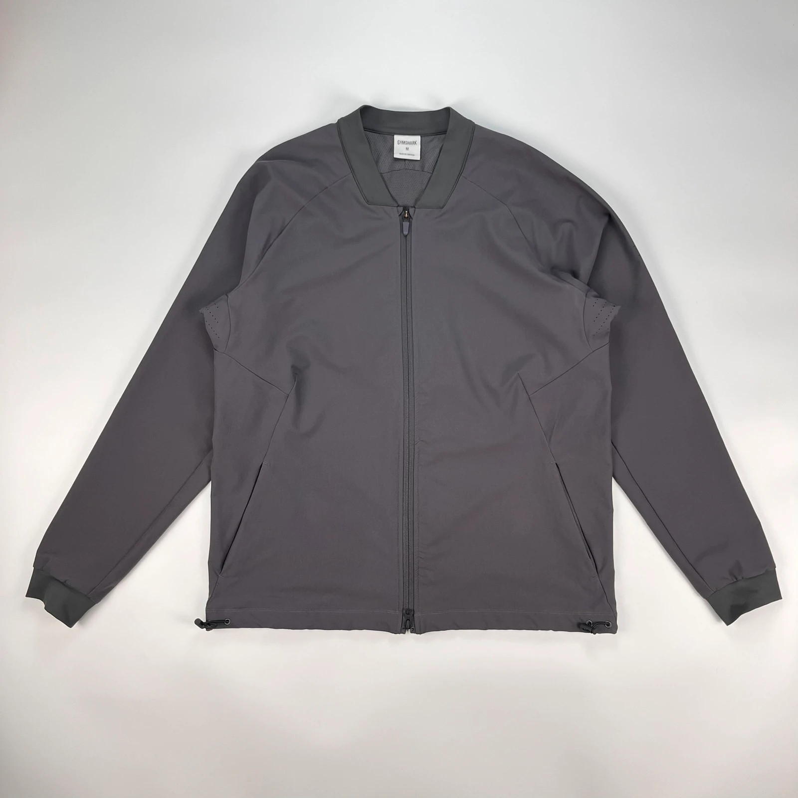 Gymshark Bomber Jacket Men’s Medium Grey Full Zip Performance Casual Workout