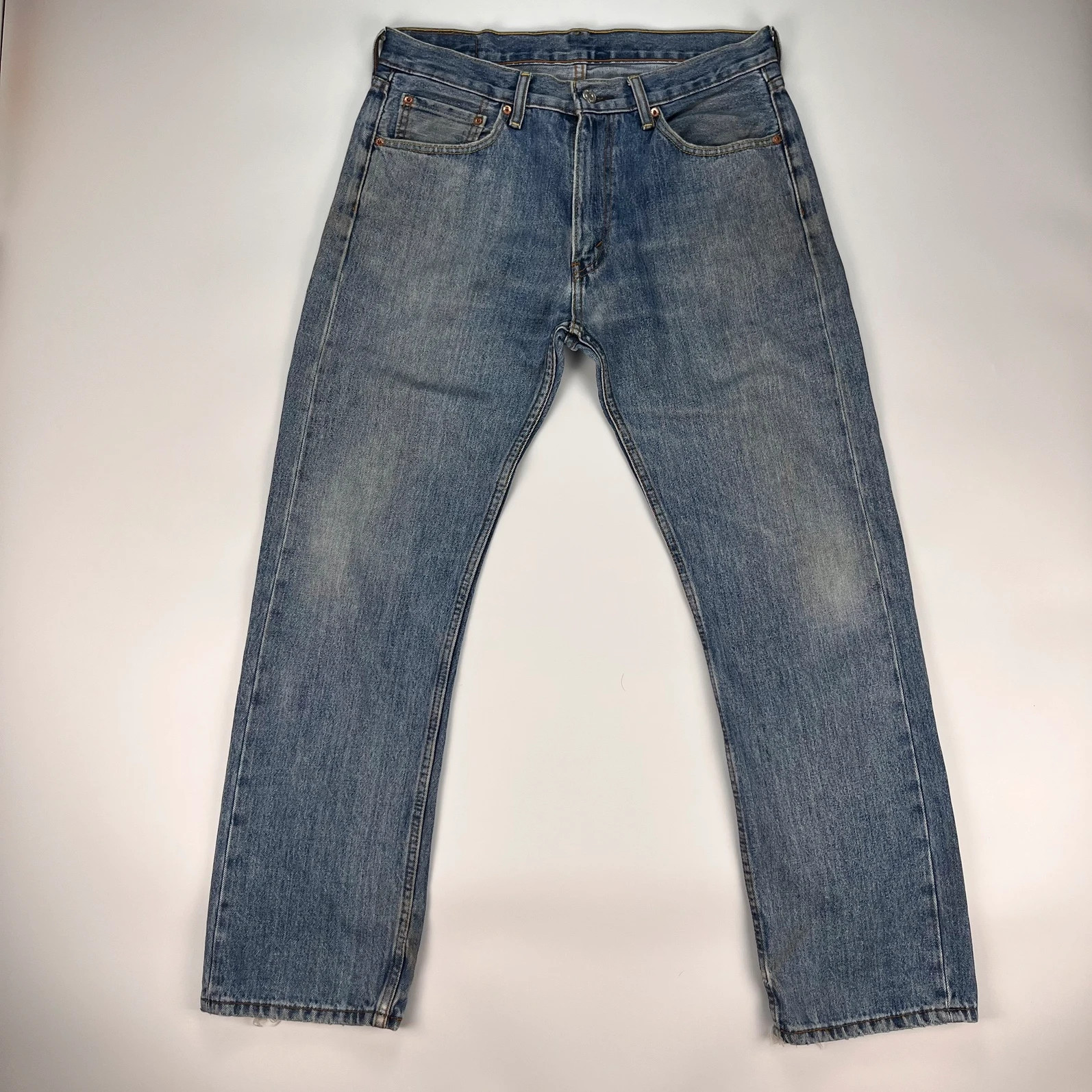 Levis 505 Jeans Mens W33 L30 Blue Regular Fit Denim Trousers Premium 100% Cotton