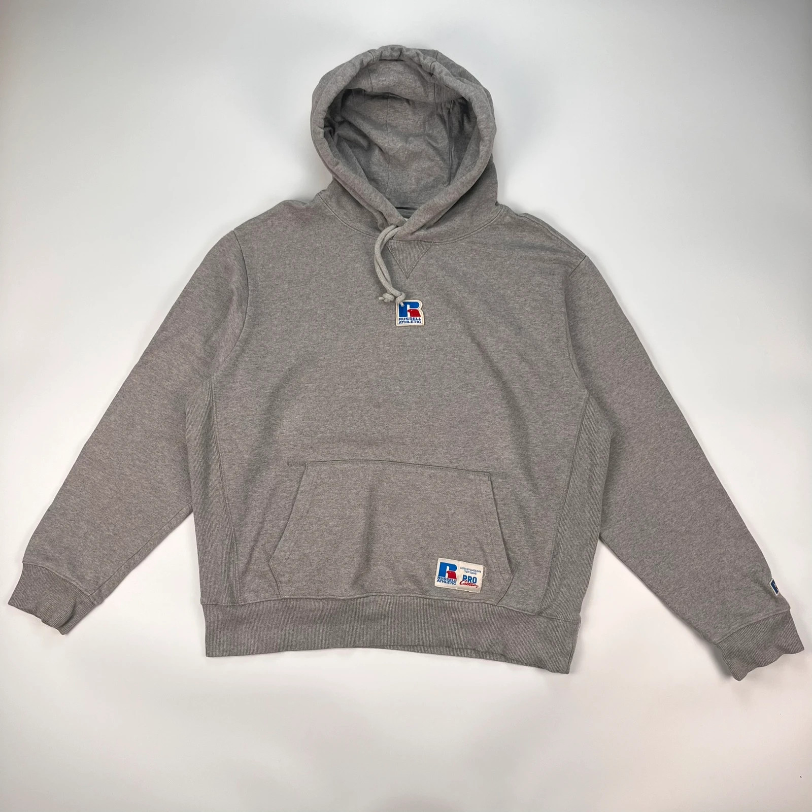 Russell Athletic Hoodie Men’s Small Grey Pro Cotton Baggy Fit Pullover