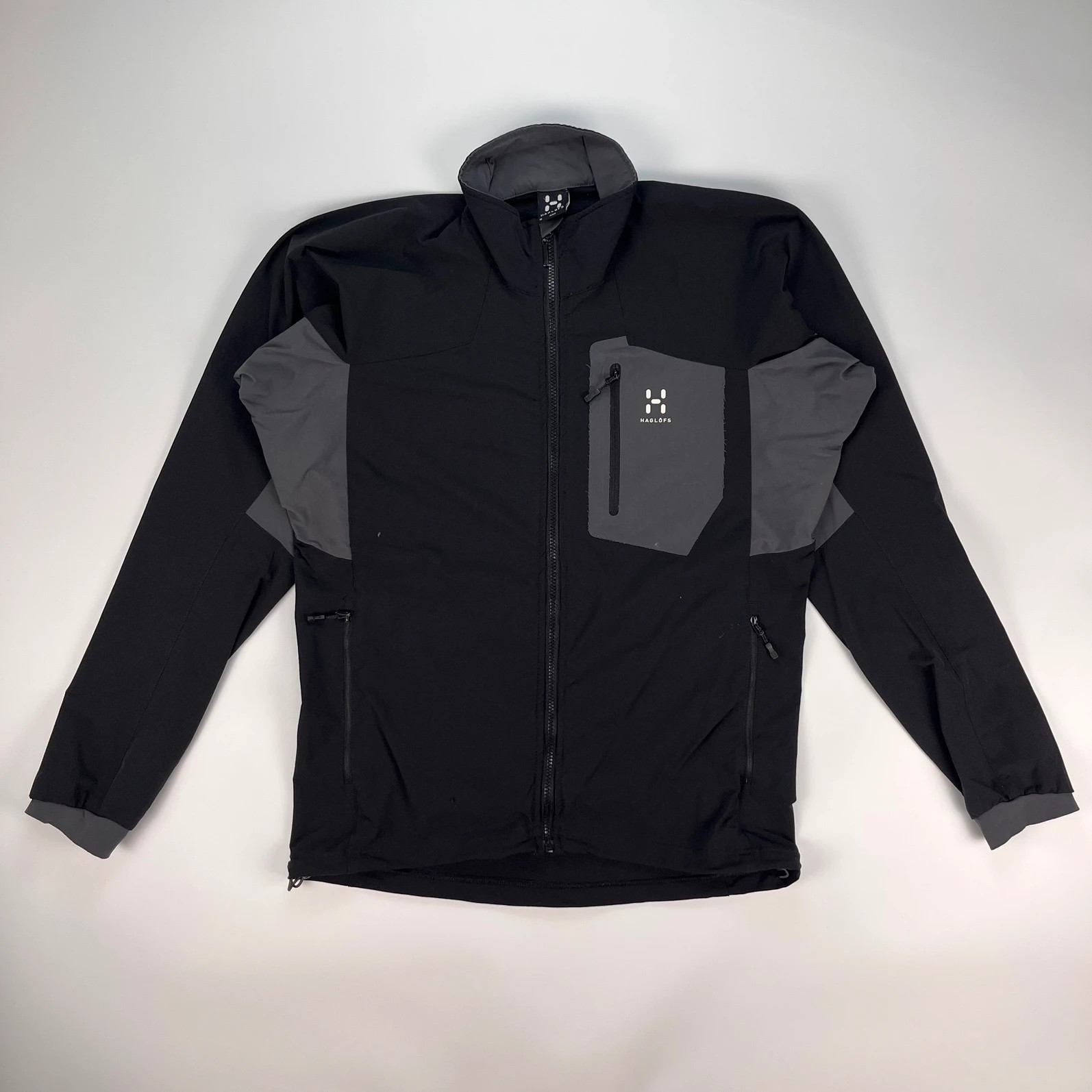 Haglofs Jacket Mens Medium Black Lizard Lightweight Windbreaker Shell Coat