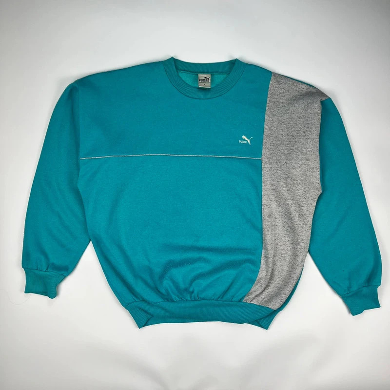 Puma Sweatshirt Jumper Mens Large Blue Grey Vintage Y2K 00s Crewneck