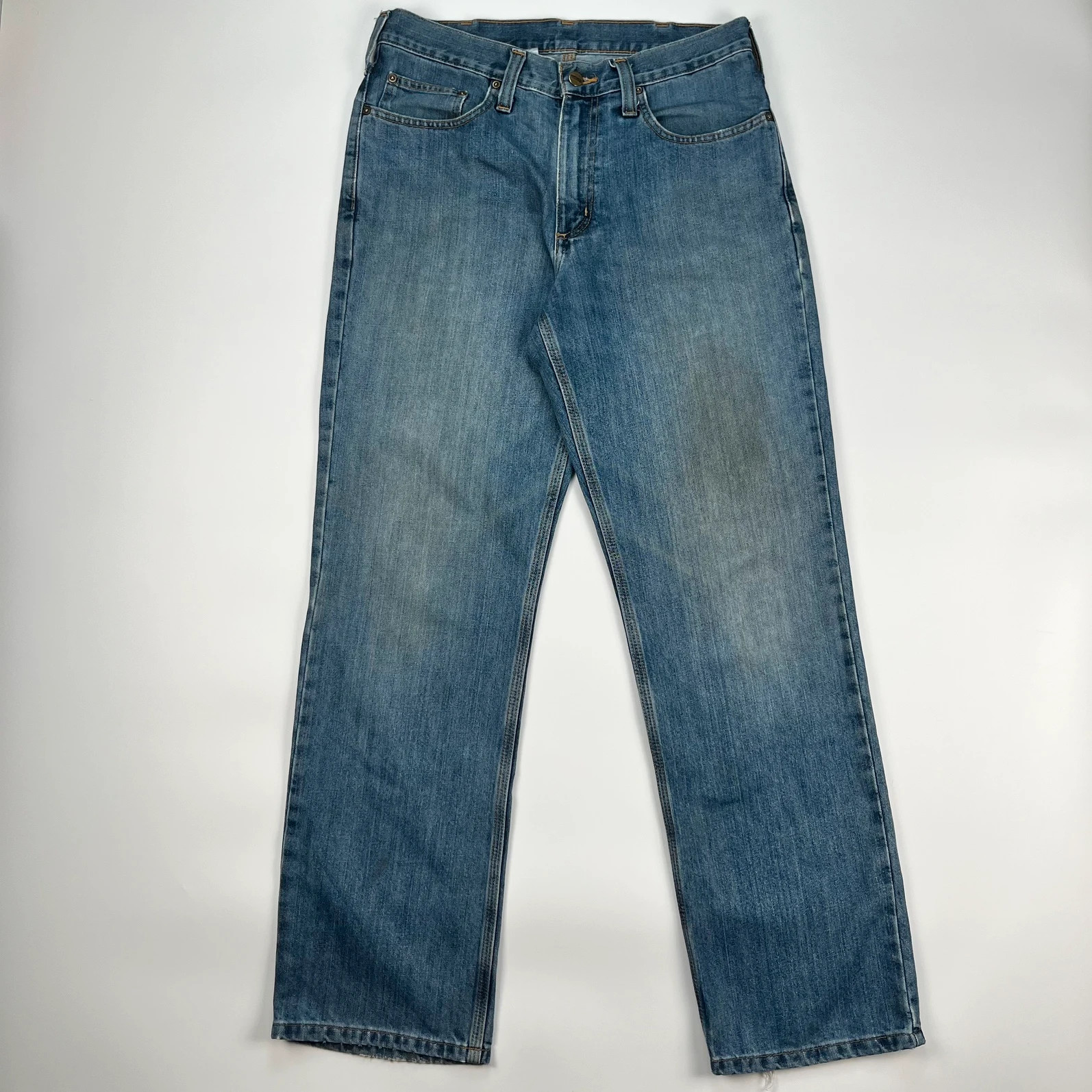 Carhartt Jeans Men’s W32 L32 Blue Baggy Straight Relaxed Workwear Trousers
