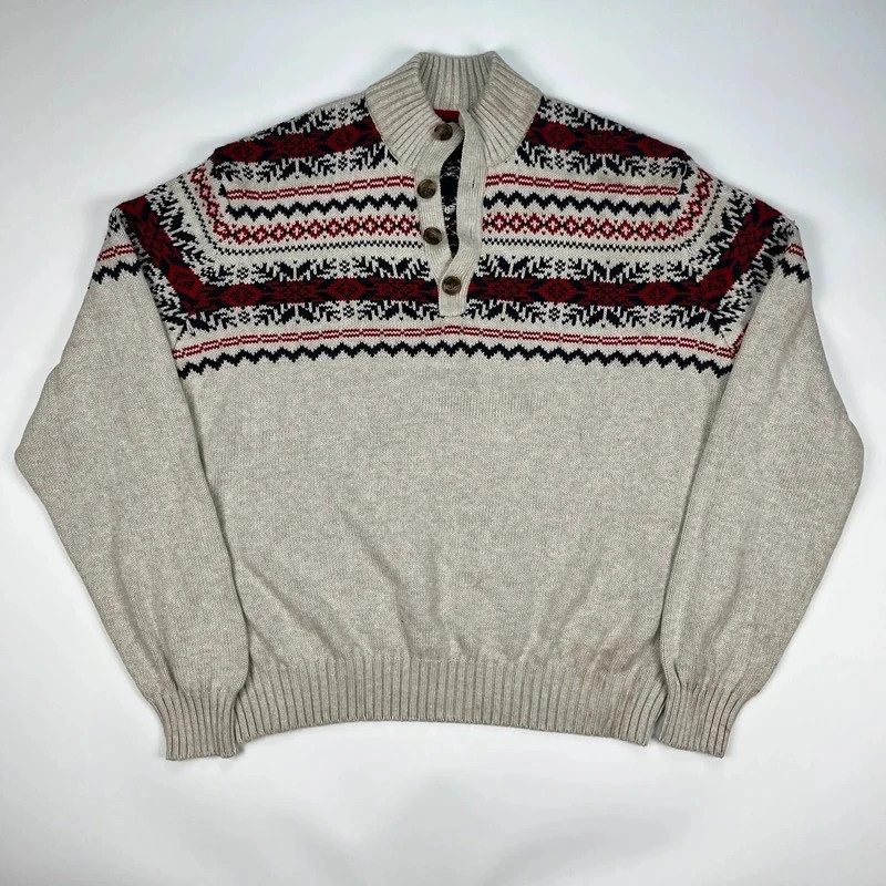 Izod Knitted Crewneck Jumper Mens XXL Patterned Sweater