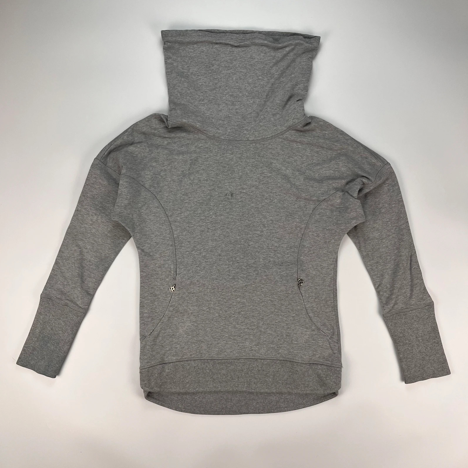 Lululemon Sweatshirt Jumper Womens 8 Grey Rest Day Cowl Neck Pullover Hoodie