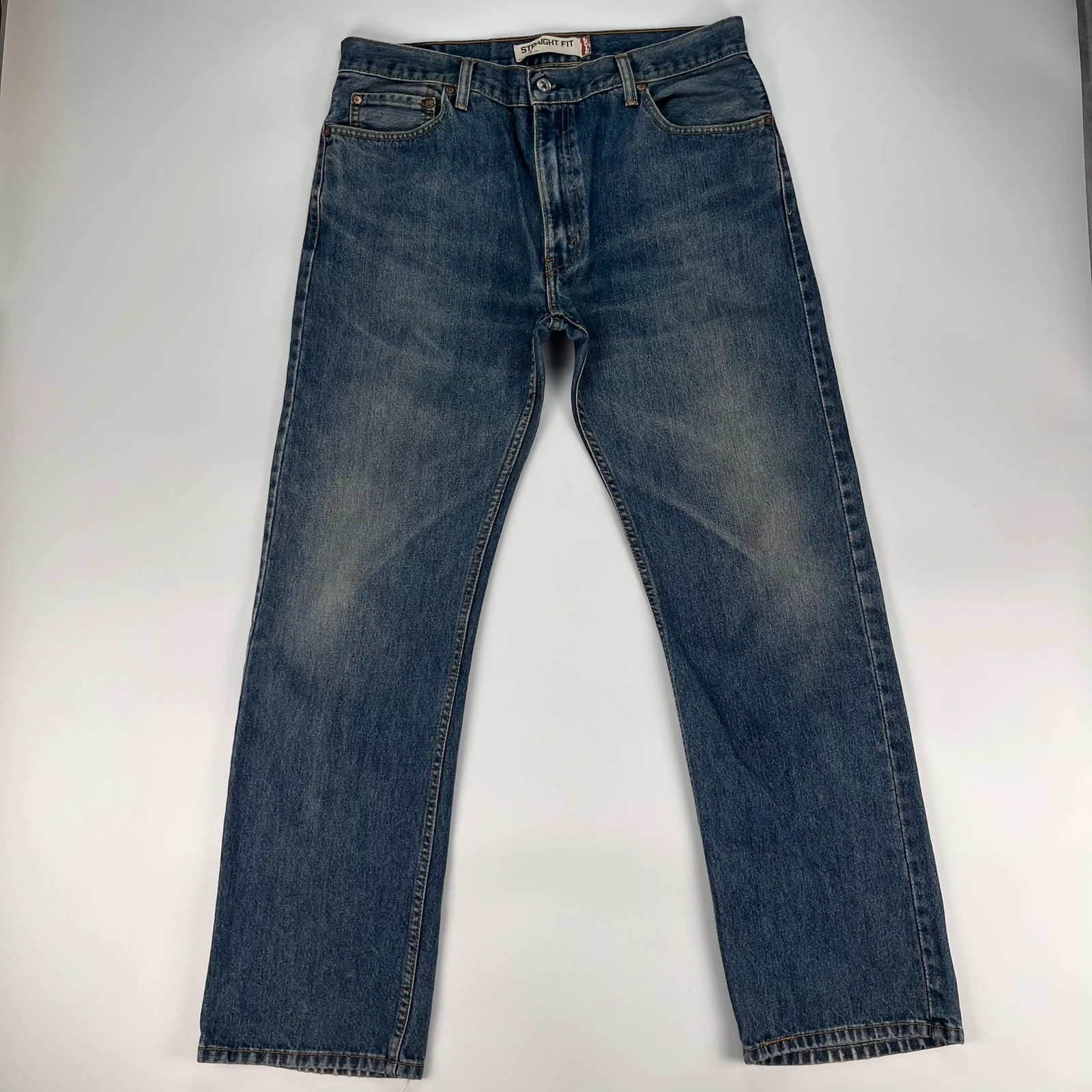Levis 505 Jeans Mens W36 L32 Blue Regular Fit Denim Trousers Premium 100% Cotton
