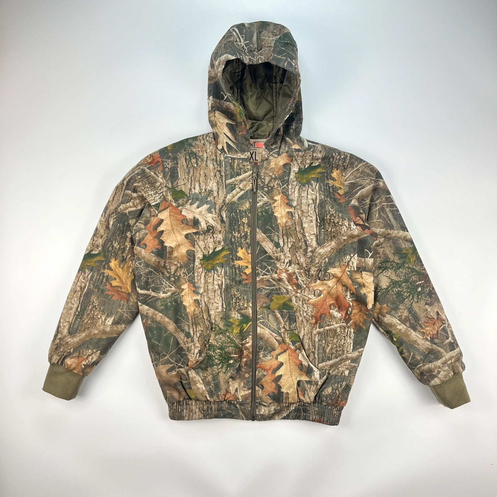 Real Tree Coat Youth XL Camouflage Jungle Print Foliage Hunting Hooded Jacket
