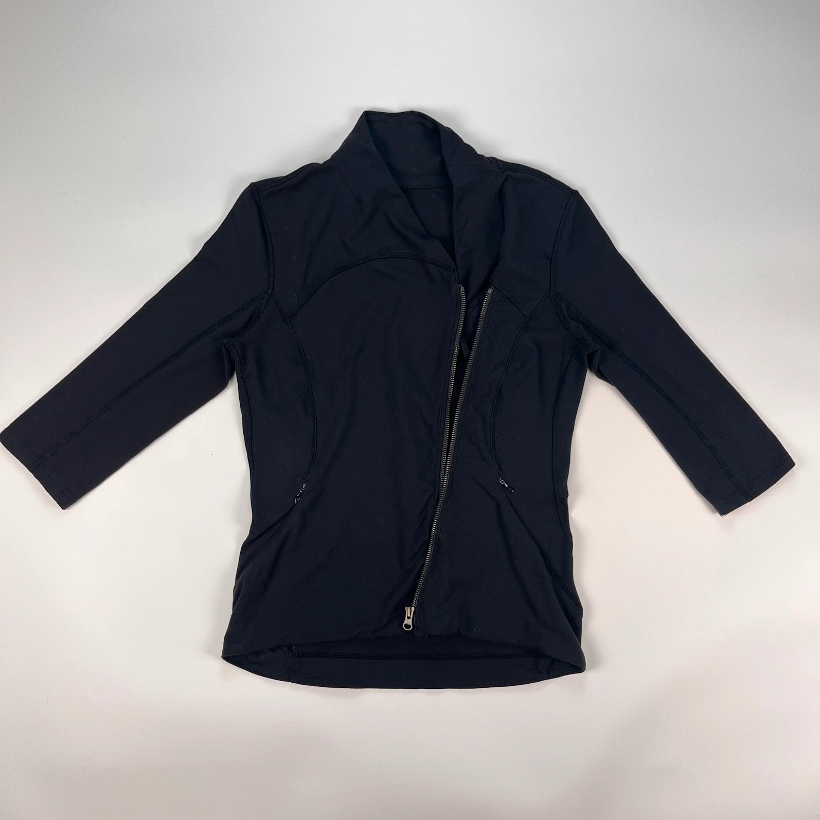 Lululemon Precision Jacket Women’s UK12 US8 Black Running Asymmetrical Full Zip