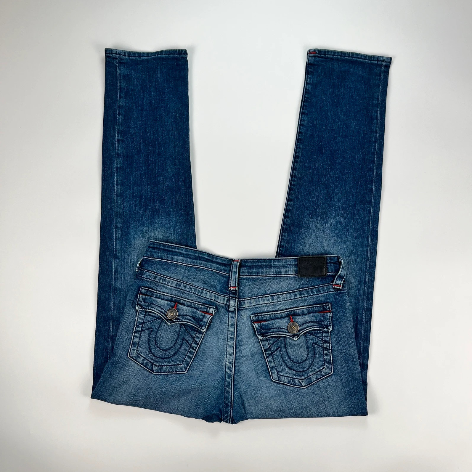 True Religion Jeans Womens 8 W29 L30 Navy Geno Etroite Slim Distressed