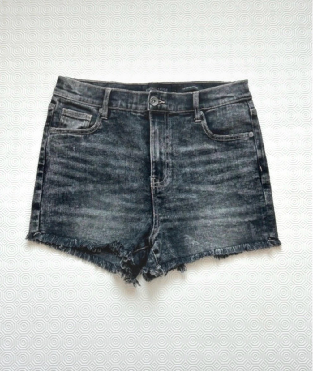 Kendall + Kylie Black Cotton denim shorts with frayed hem | Size US 11 (waist: 30)  / UK12