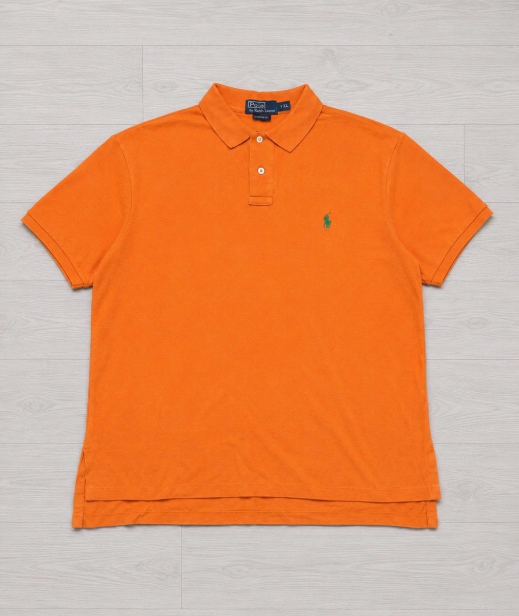 Ralph Lauren Men’s Orange 100% Cotton Polo Shirt | Size: Medium (Custom Fit)