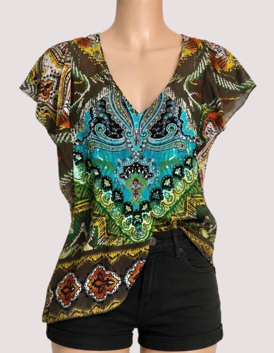 Y2k Retro Taifun Cottagecore Paisley Pattern kaftan top | Size: 12uk upto 16uk