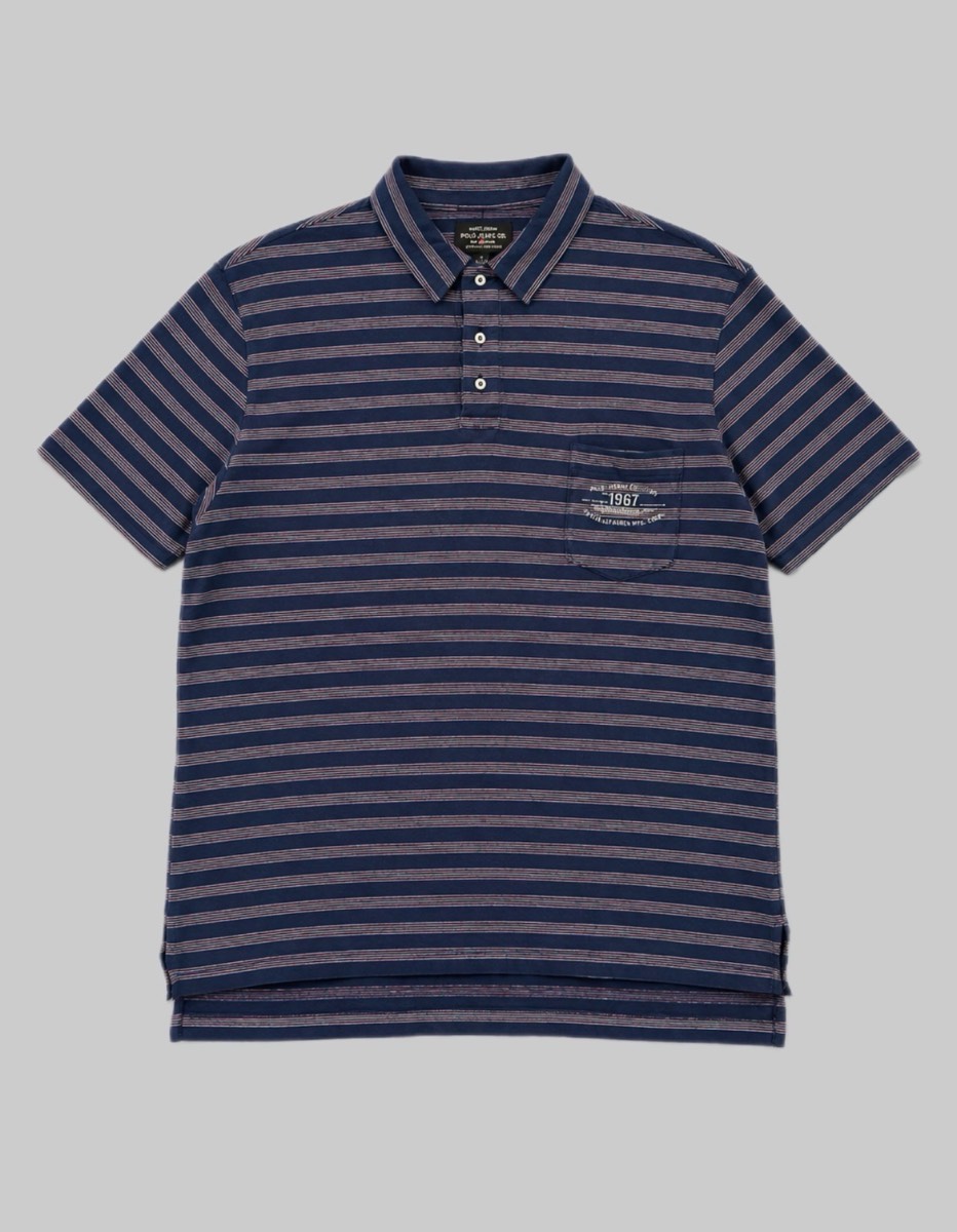 Y2k Polo Ralph Lauren Men’s Navy Striped Cotton Polo Shirt | Size: Large