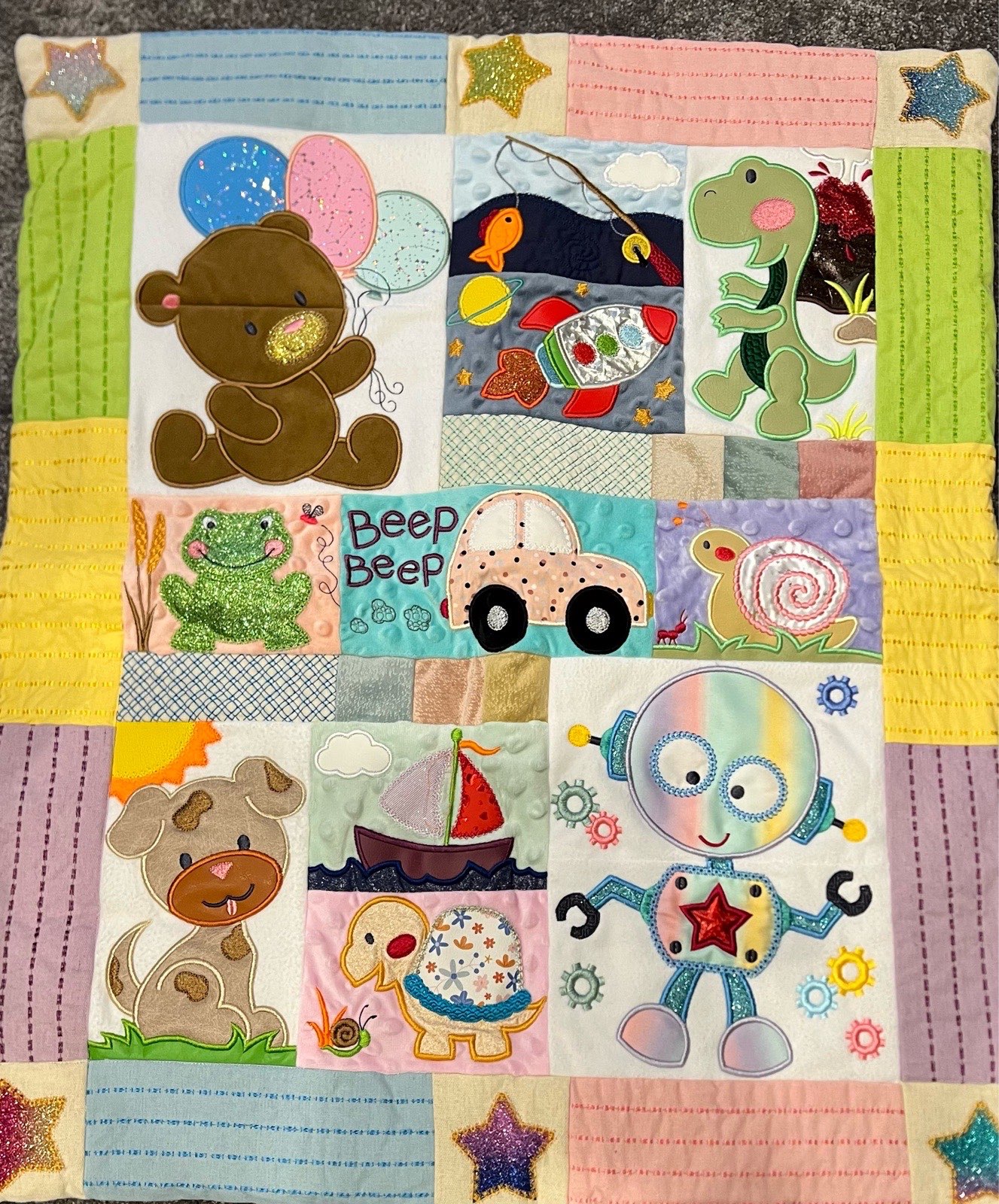 Boys baby crib/pram floor blanket