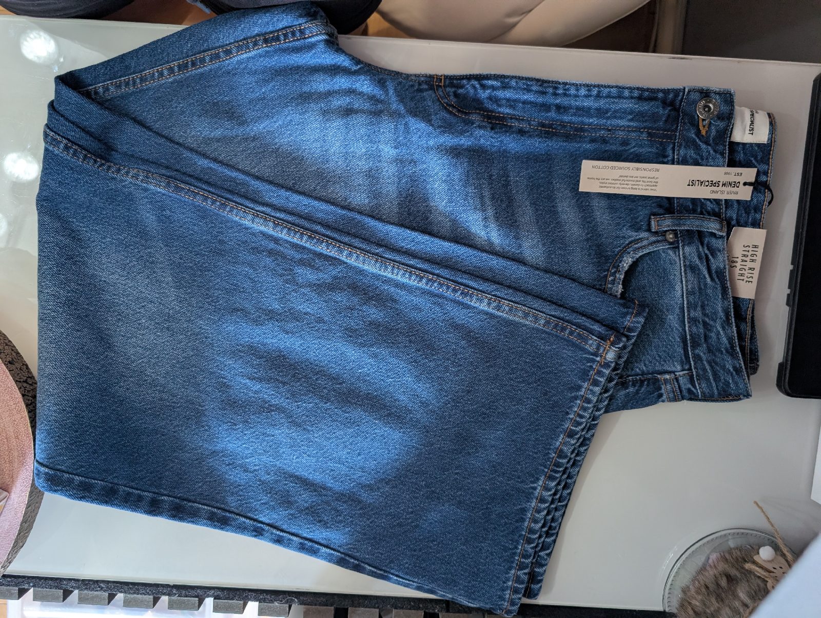 River Island Womens Wide Leg Jeans Blue size 18S RRP 35£