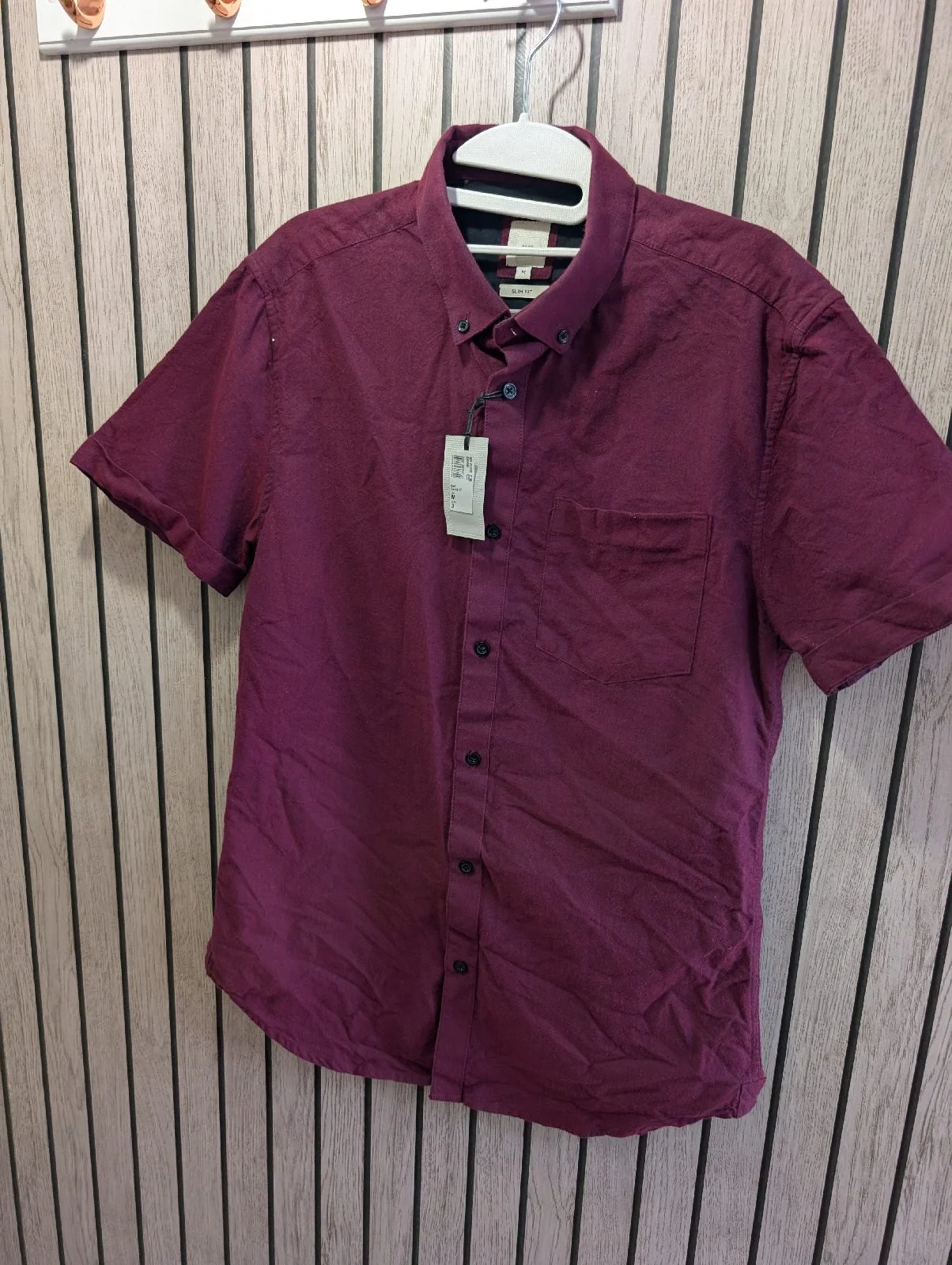 River island slim fit cotton short sleeve shirt size m rrp 30£