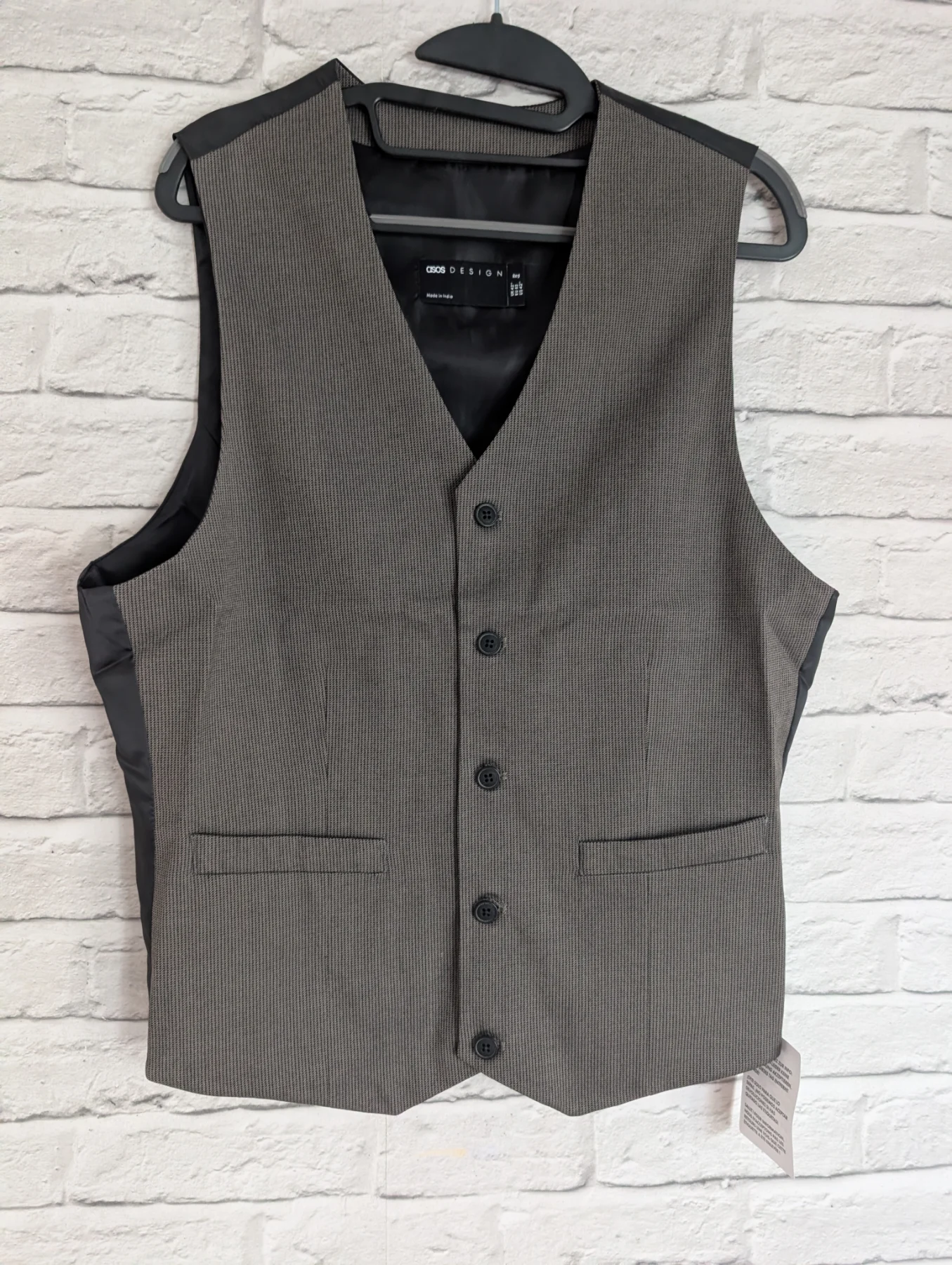 ASOS design wedding slim suit waistcoat in brown texture size chest 42 regular Rrp 35£