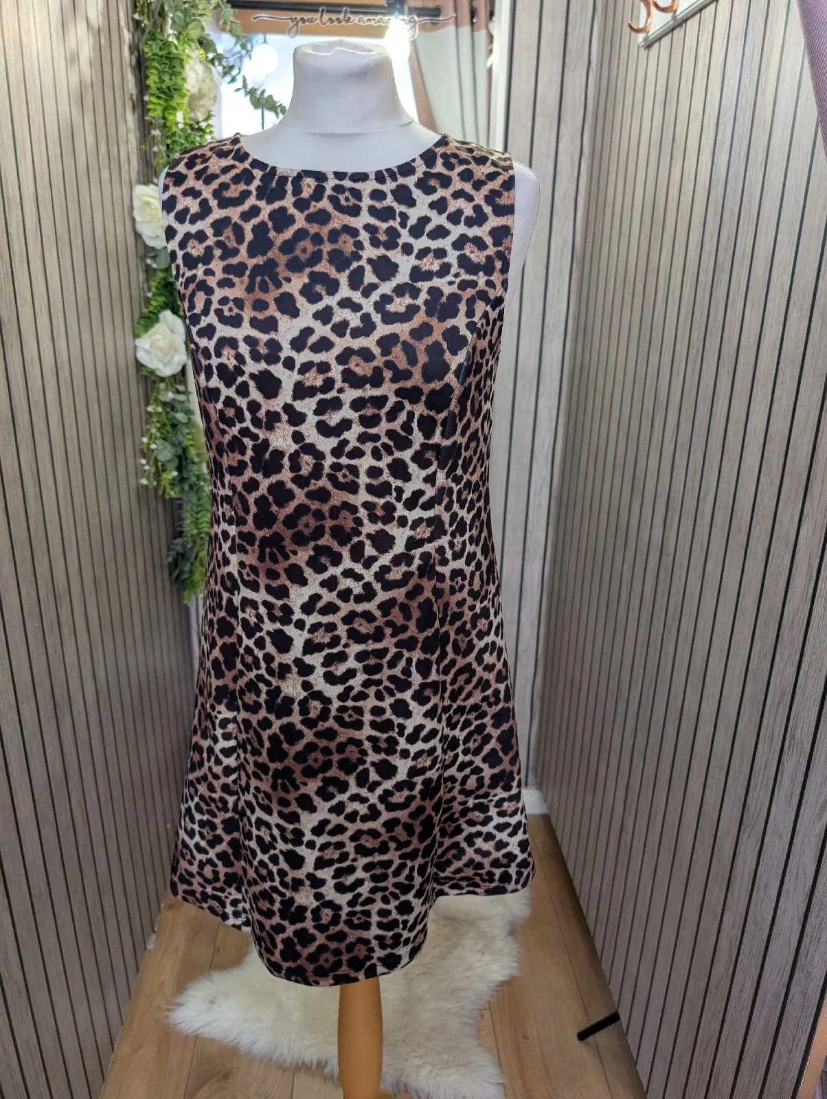 New look Brown Leopard Print Mini Shift Dress size 14 uk rrp 19.99£