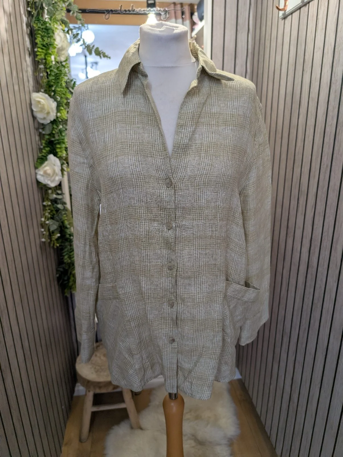 Zara womens checked linen shirt size s rrp 45.99£