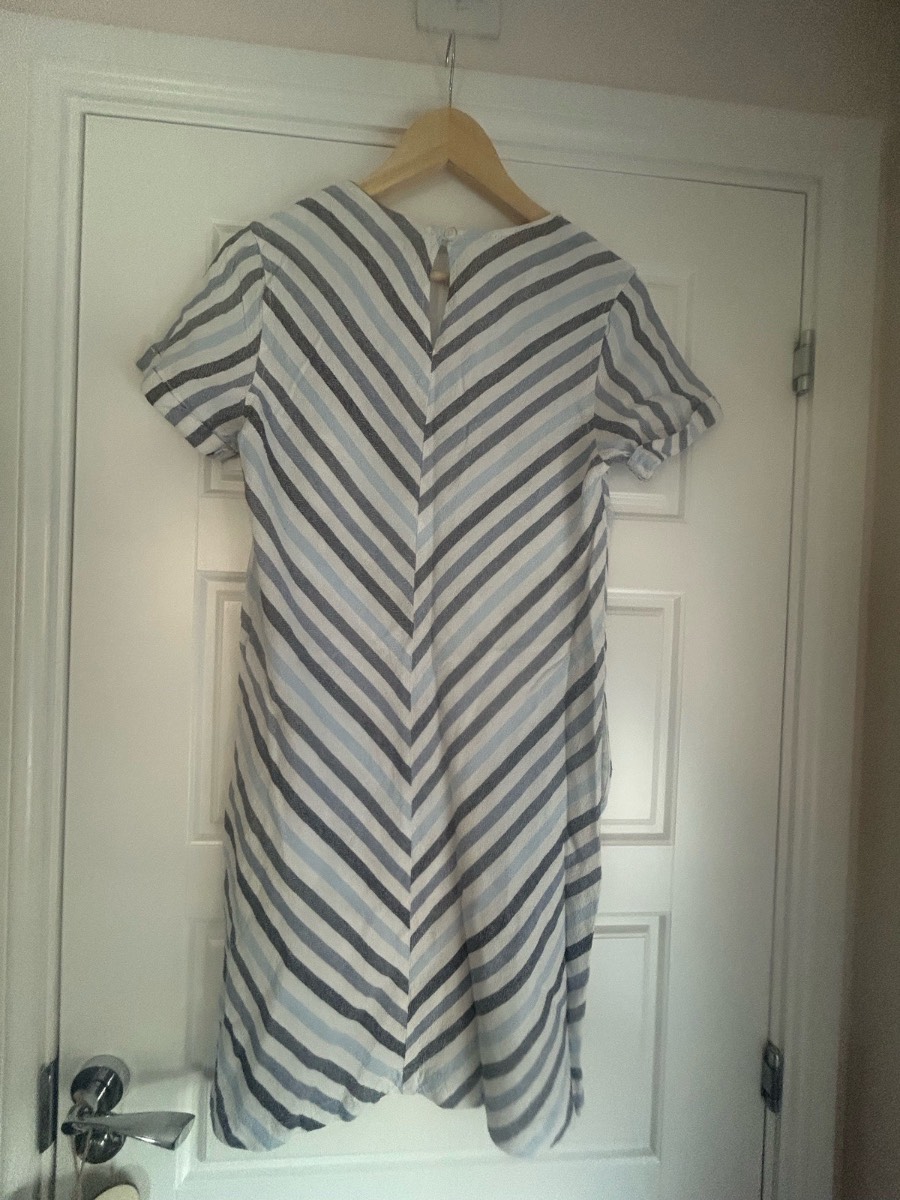 Next Stripe Shift Dress 12 petite Linen Mix