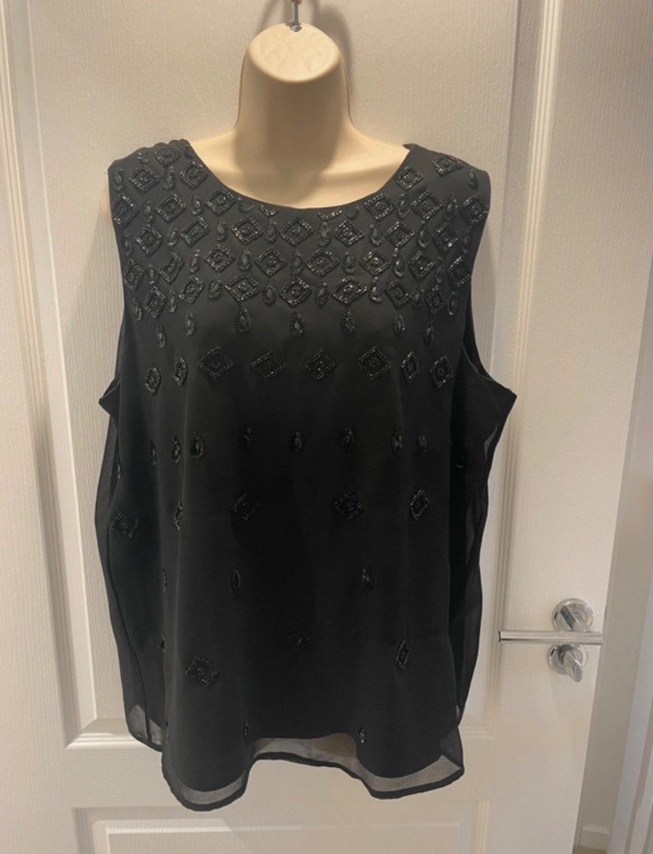 George Black Beaded Top UK 18 Embellished Sequin Going Out Party Occasion Wedding Guest
