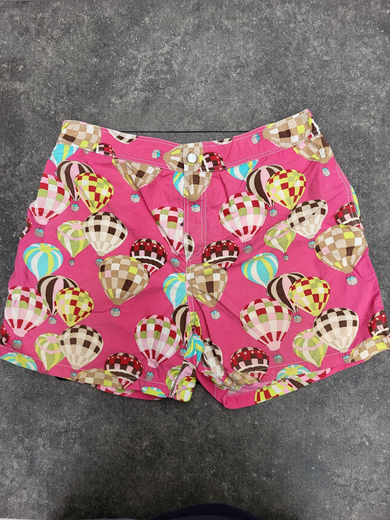 Vilebrequin Mens Swim Shorts XXL Pink Hot Air Balloon Print Beach Swim Trunks