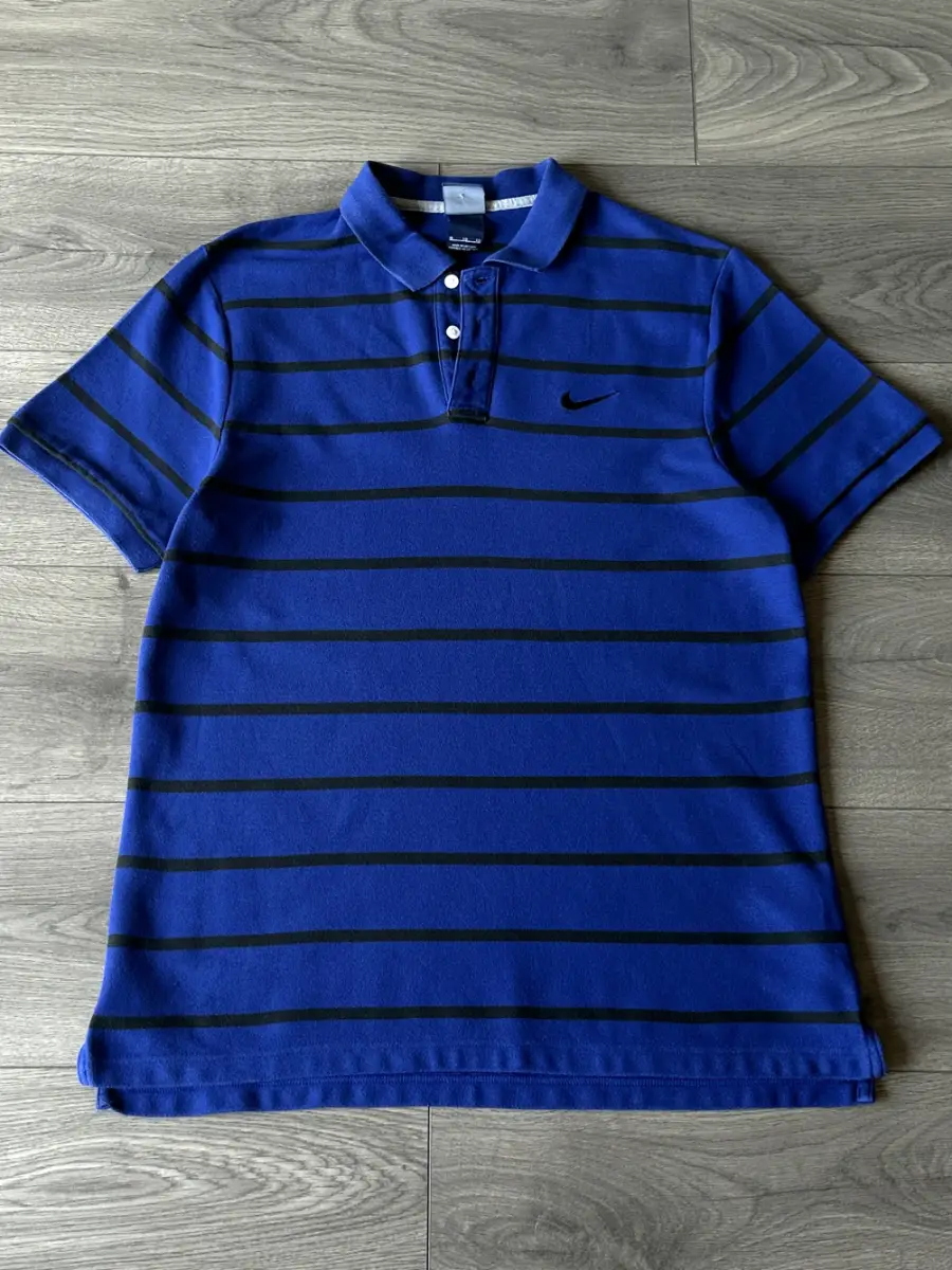 Nike Polo Shirt - Blue/Black stripes - Size XL - #B017