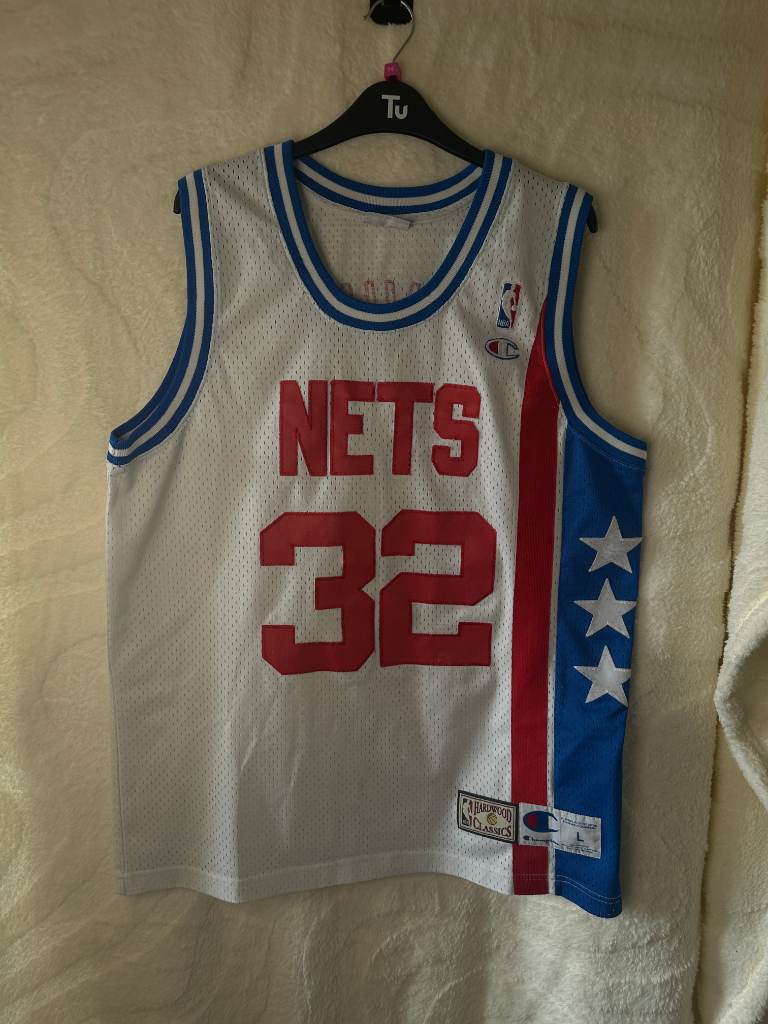 Vintage Julius Erving Dr J Nets #32 Champion Hardwood Classics Basketball Jersey Size L - A085