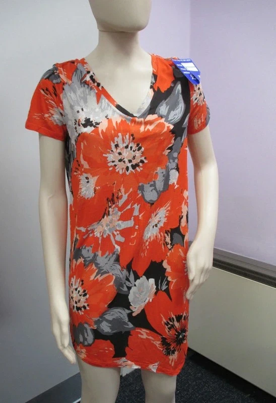 Ladies Top / Blouse / T-Shirt / Dress - Bold Red / Grey Print - Size 10 - *NEXT*